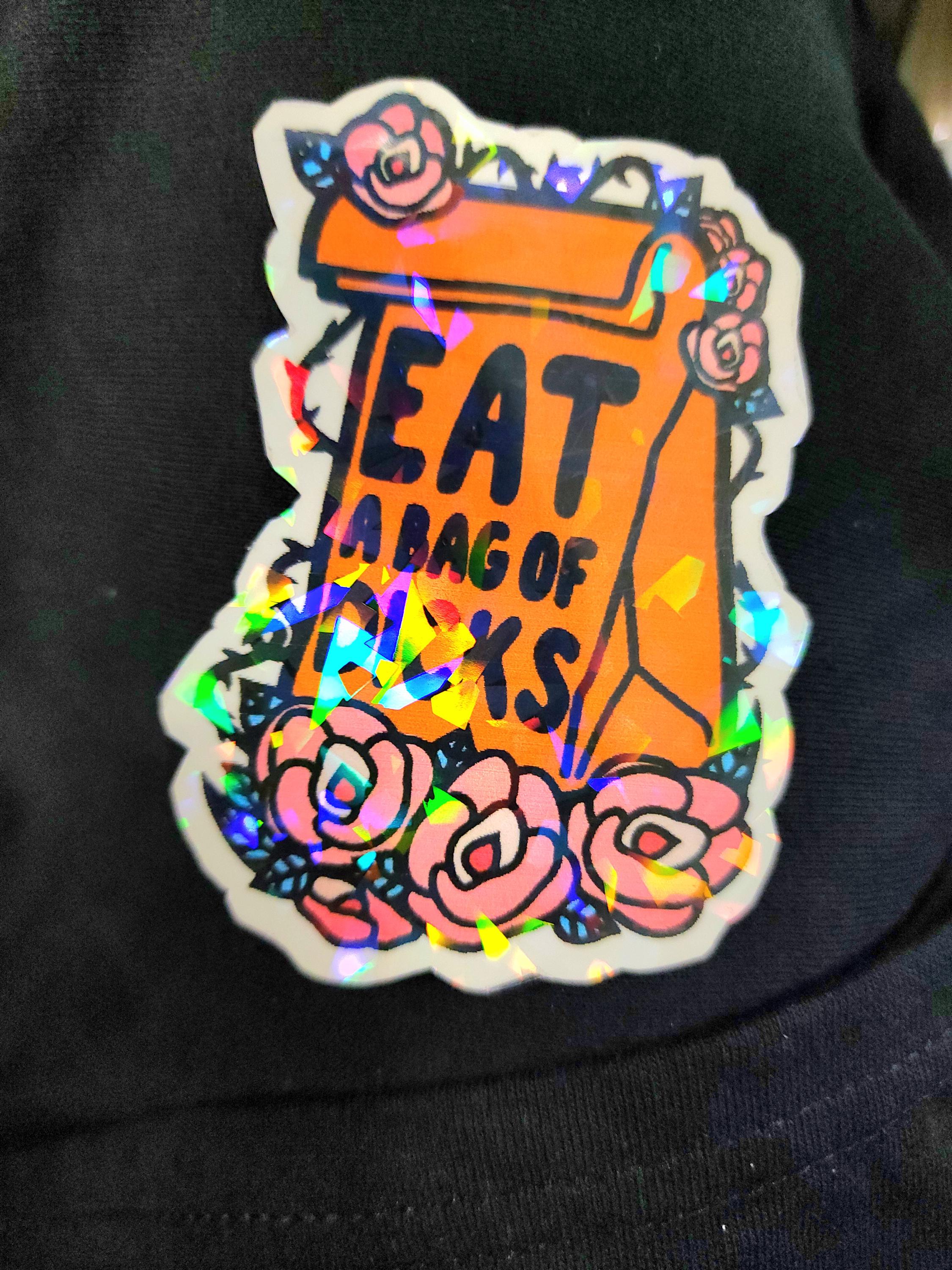 Sarcastic Floral Sticker: "Eat a Bag of Dicks" Vinyl Decal - Thumbnail 6