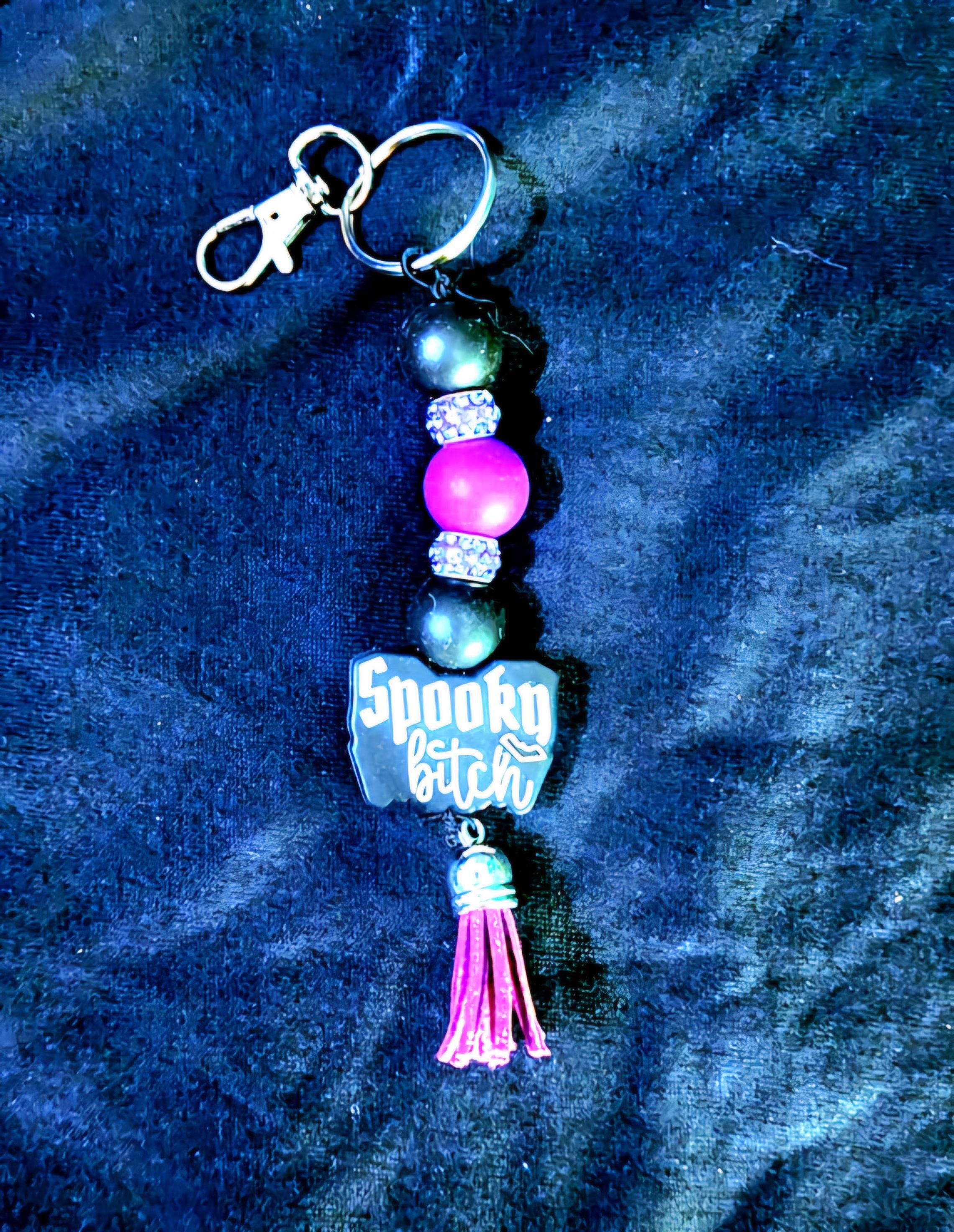Spooky B*tch Beaded Keychain with Tassel - Thumbnail 3