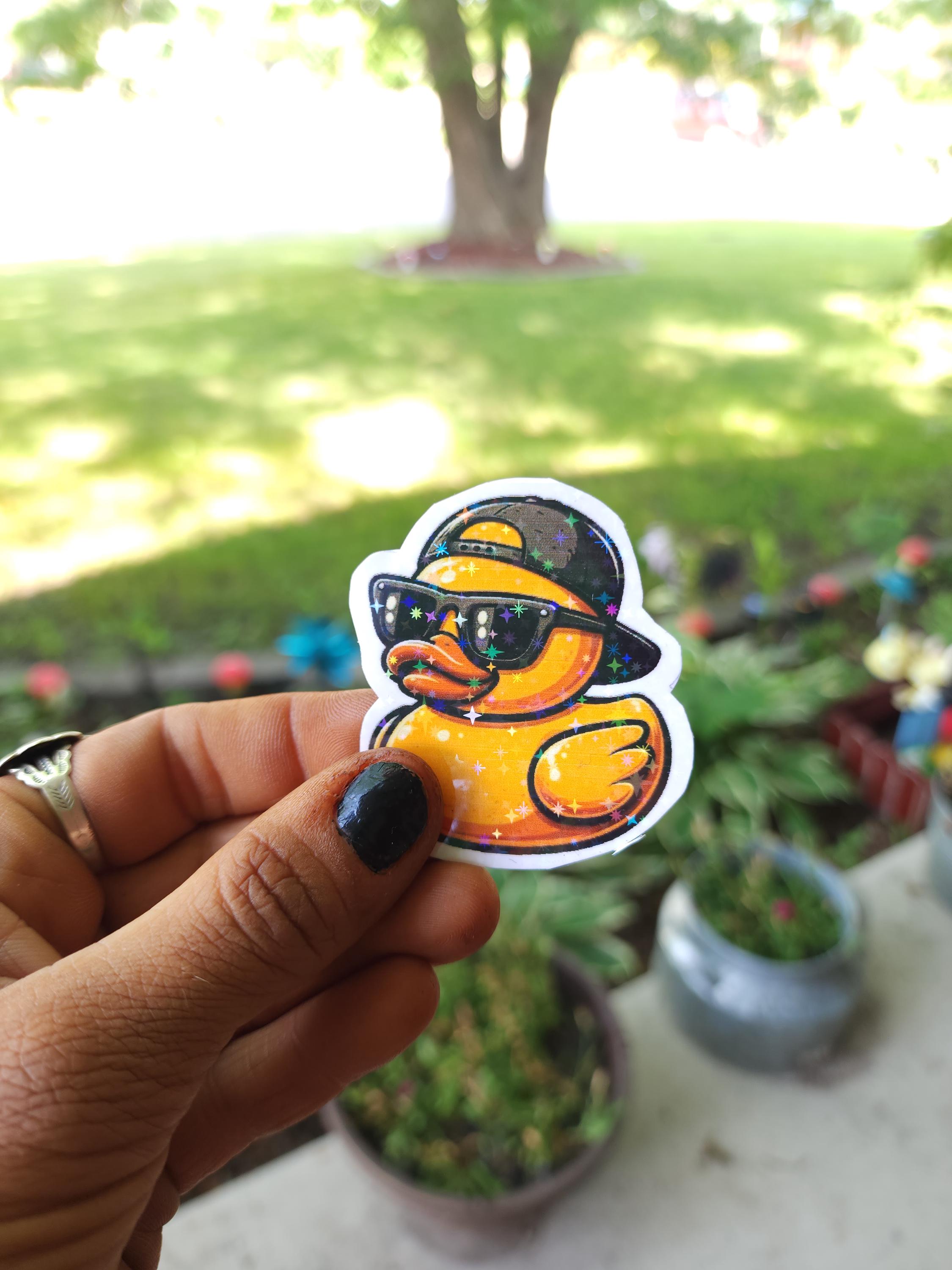 Too Cool for the Tub – Rubber Ducky Vinyl Sticker with Backwards Hat & Shades | Funny Waterproof Sticker for Laptops and Water Bottles - Thumbnail 4