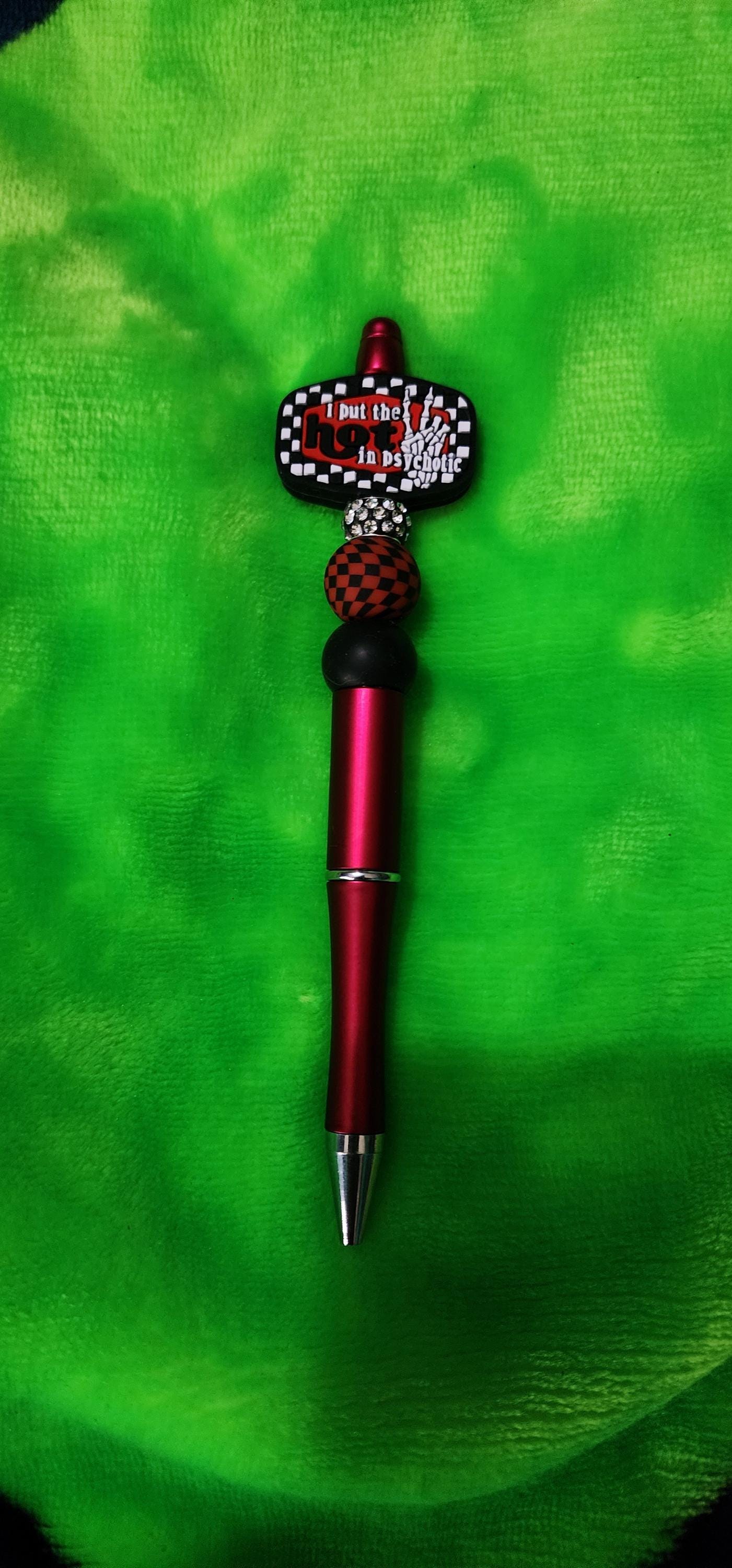 I Put the Hot in Psychotic Beaded Pen – Handmade Funny & Sassy Office Accessory, Chaotic Energy Gift, Desk Decor for Writers - Thumbnail 6