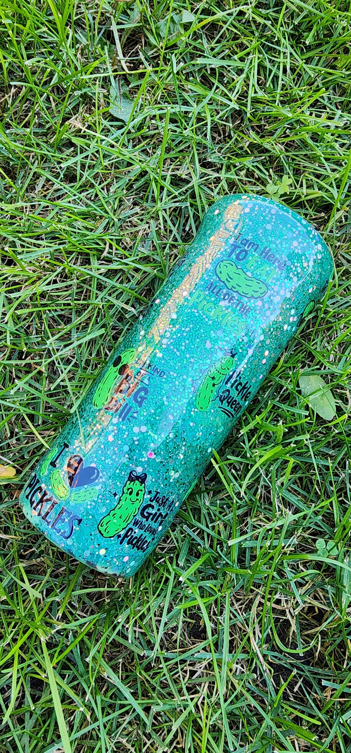 Pickle Lover Glitter Tumbler: Funny Stainless Steel Cup, Foodie Gift - Thumbnail 2