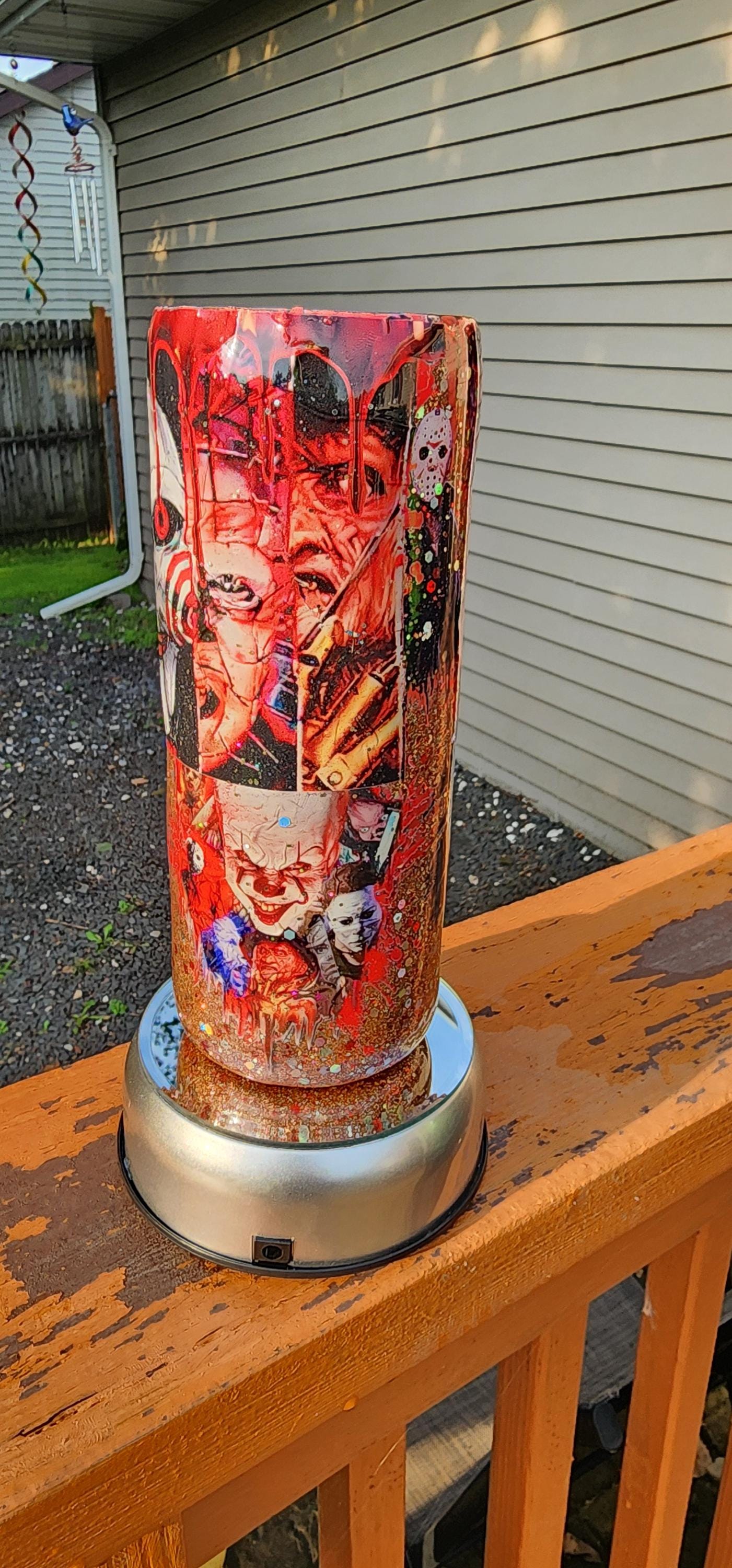 Horror Movie Tumbler: Glittery Slasher Film Stainless Steel Cup - Thumbnail 5