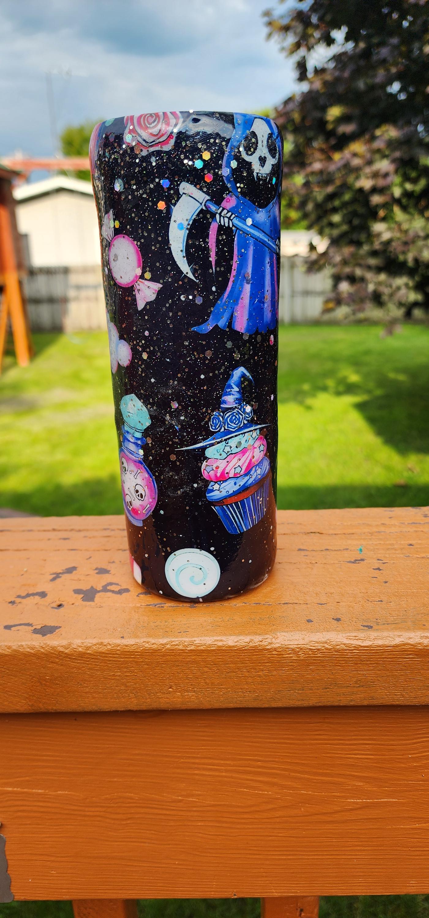 Resting Witch Face Tumbler: Witchcore Cupcakes & Tombstones - Thumbnail 7