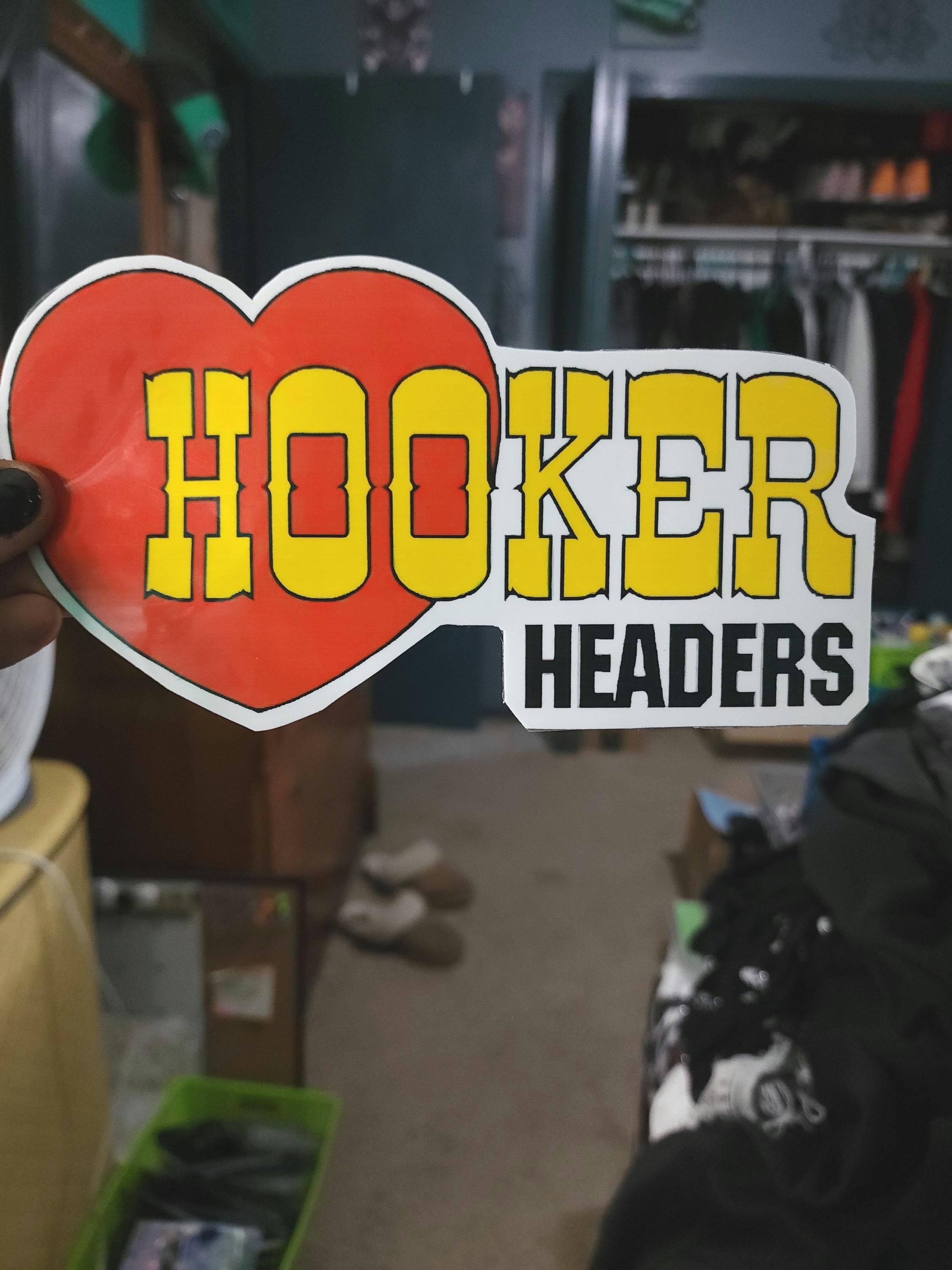 Hot Rod Hooker Headers Vinyl Decal – Retro Car Trash Babe Sticker for Toolboxes, Garages & Muscle Cars