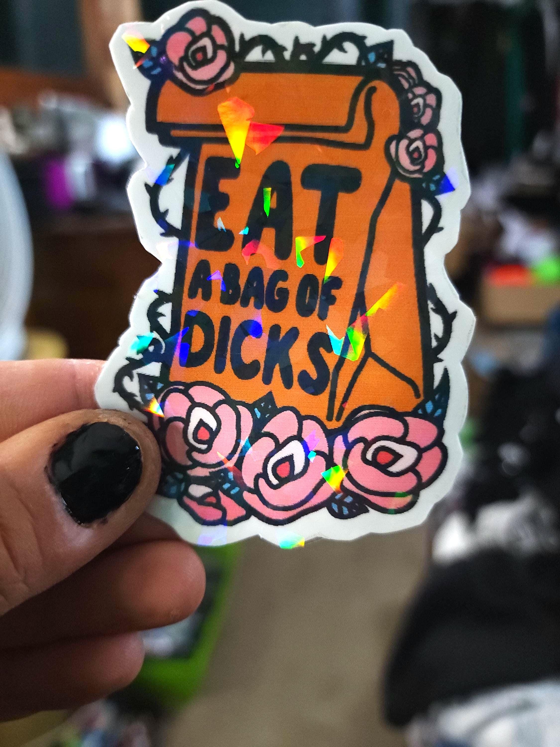 Sarcastic Floral Sticker: "Eat a Bag of Dicks" Vinyl Decal - Thumbnail 5