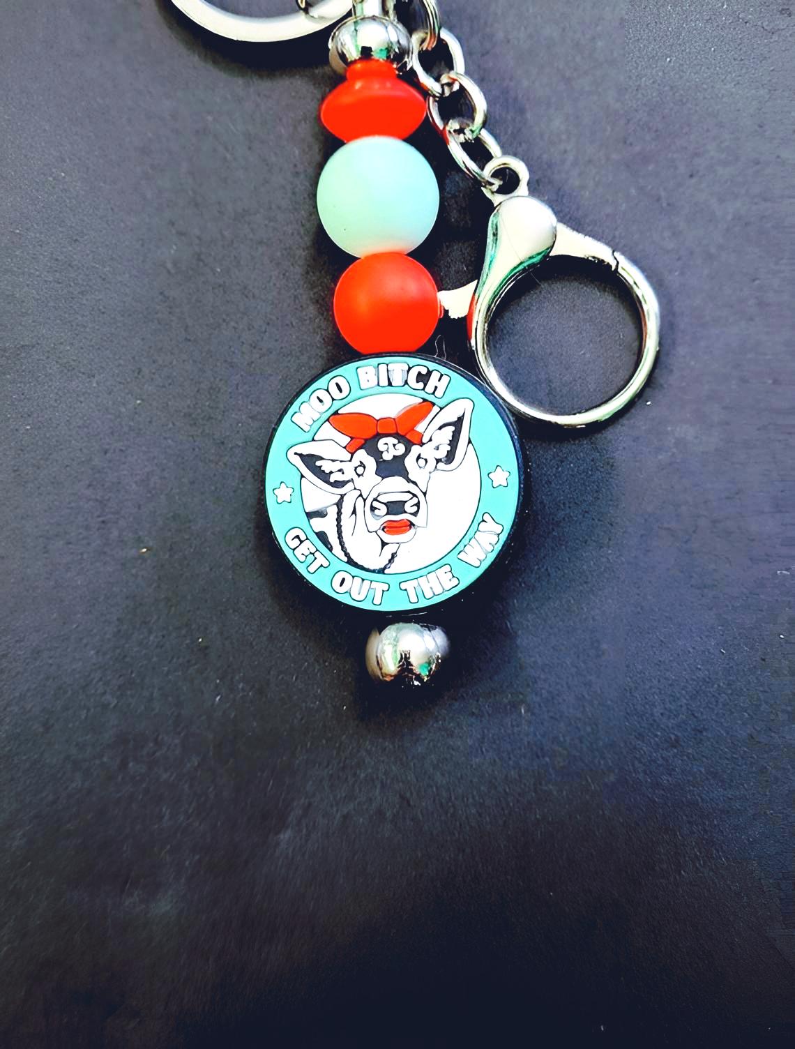 Handmade Cow Keychain: Moo B**** Get Out The Way - Thumbnail 2