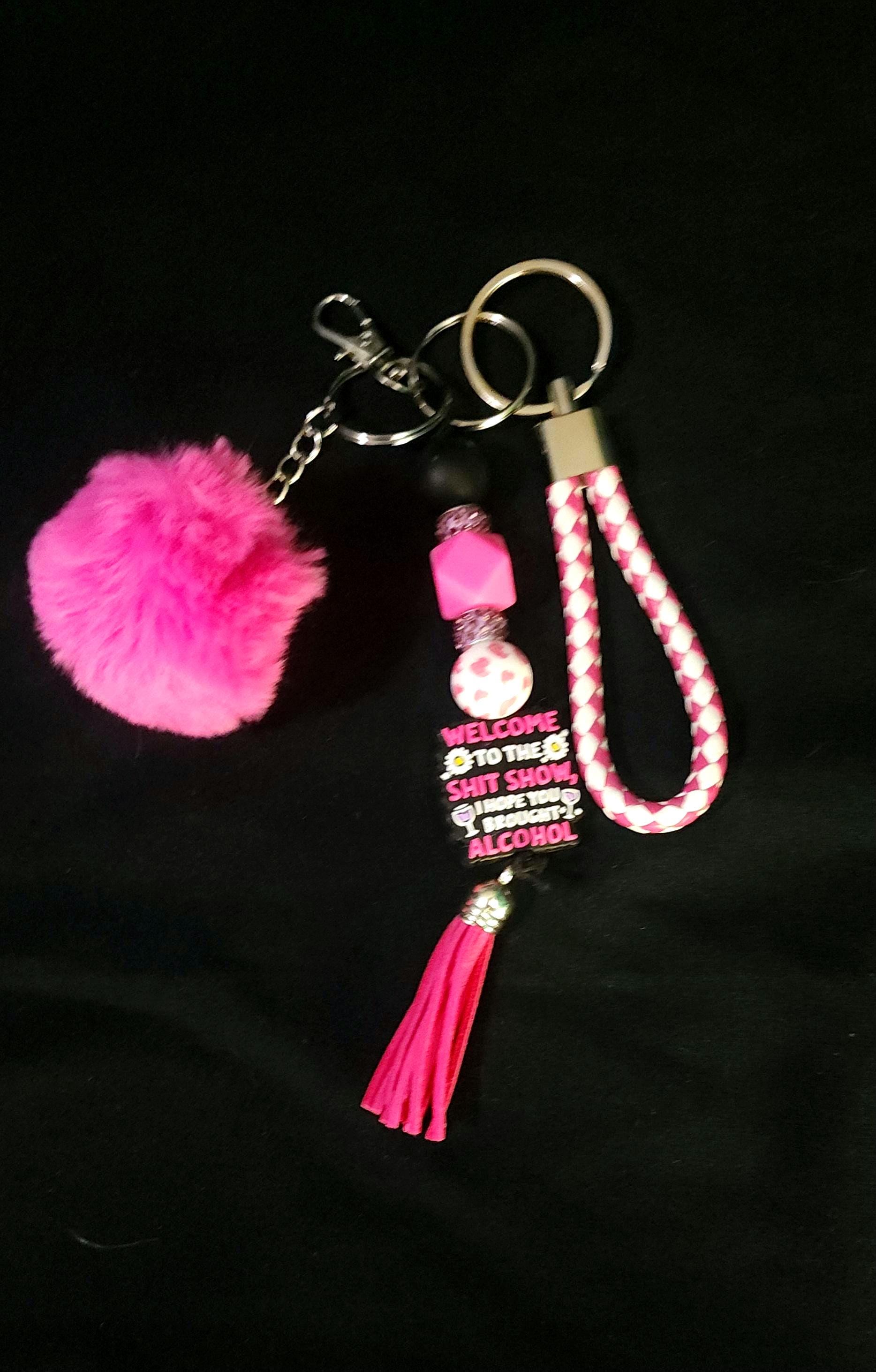 Pom Keychain With Braided Wristlet - Thumbnail 2
