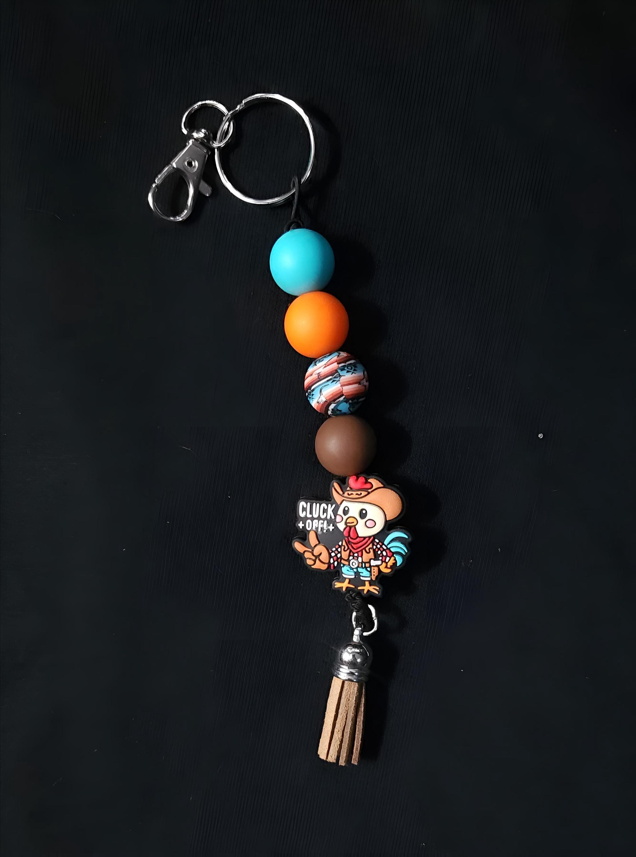 Funny Beaded Keychains with Cute Charms, Trendy Personalized Gift, Colorful Handmade Accessories for Bags & Keys - Thumbnail 3