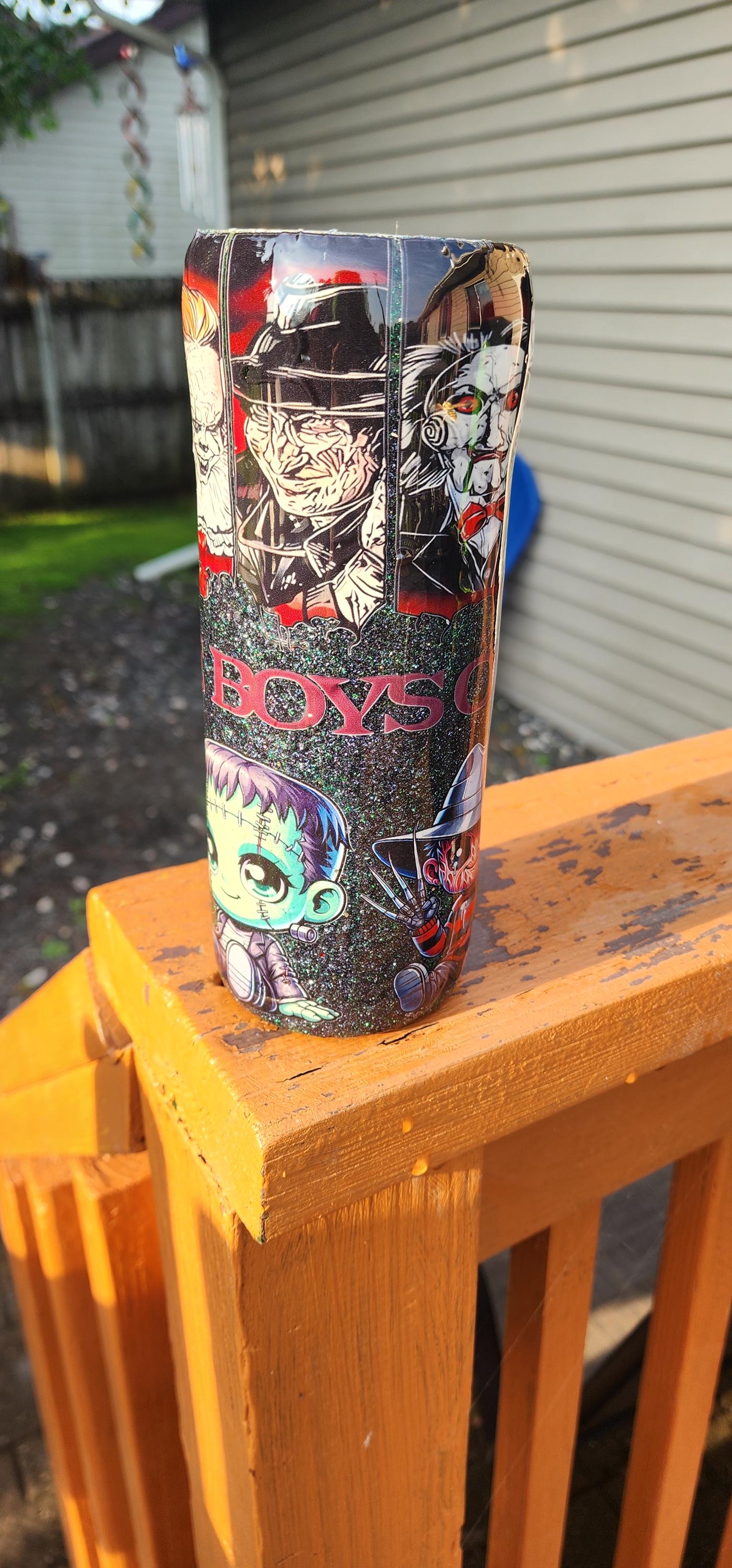 Horror Movie Tumbler: The Boys of Fall Epoxy Cup with Metal Straw - Thumbnail 6