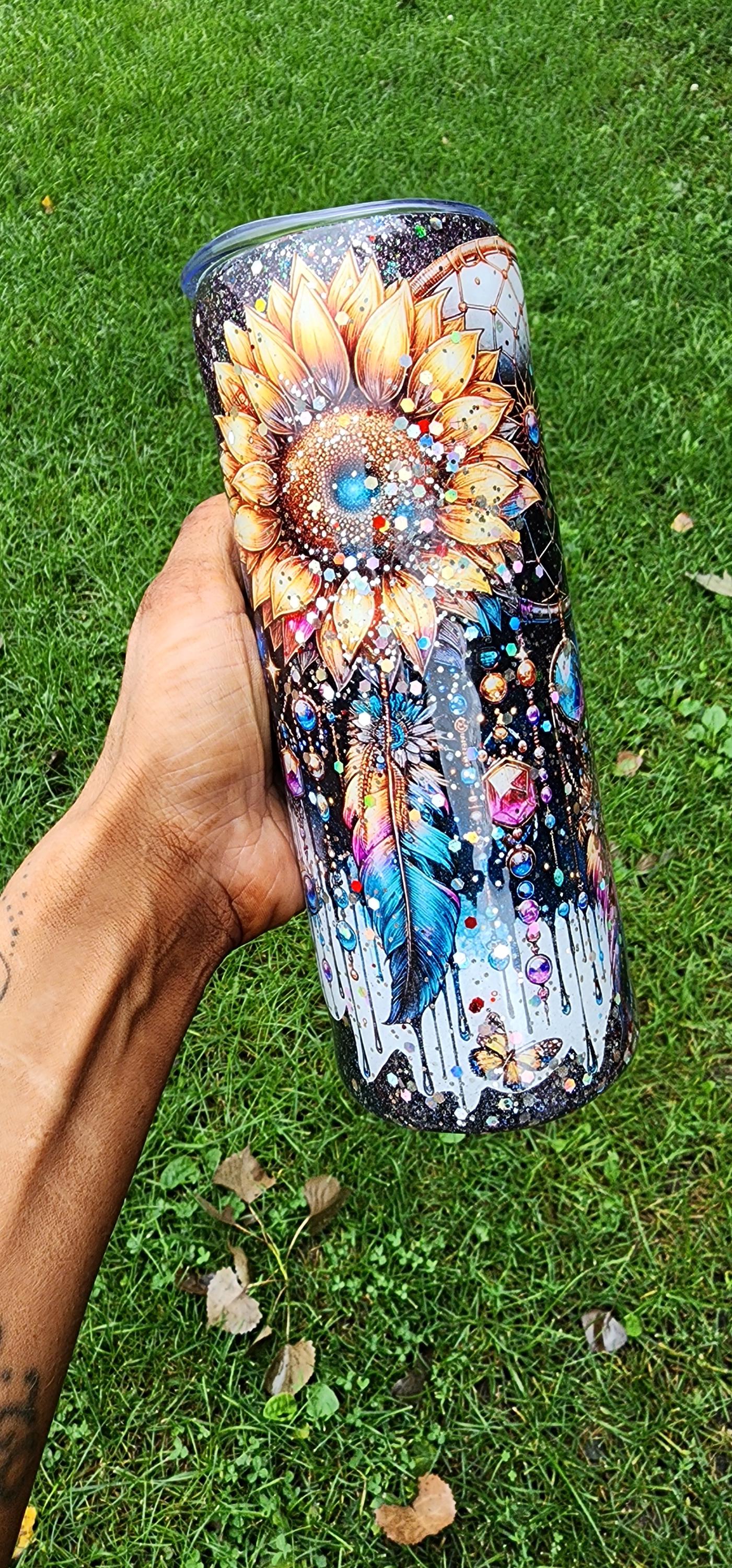 Handmade Dream Catcher Tumbler: Boho Glitter Stainless Steel Travel Mug