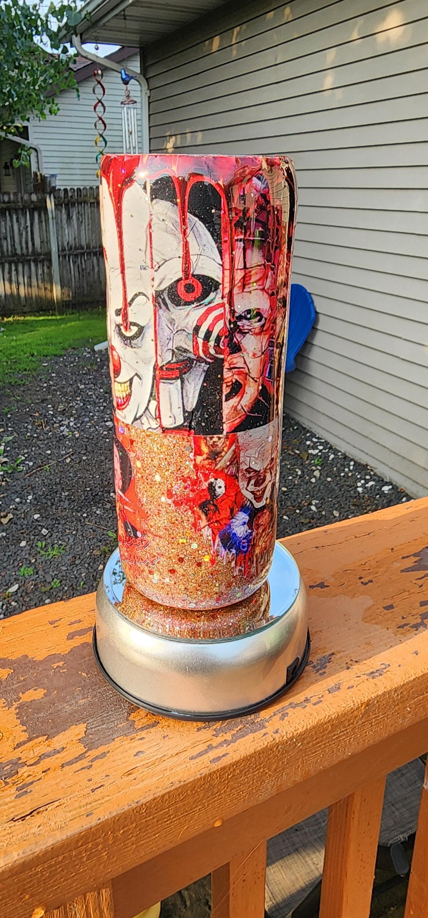 Horror Movie Tumbler: Glittery Slasher Film Stainless Steel Cup - Thumbnail 7