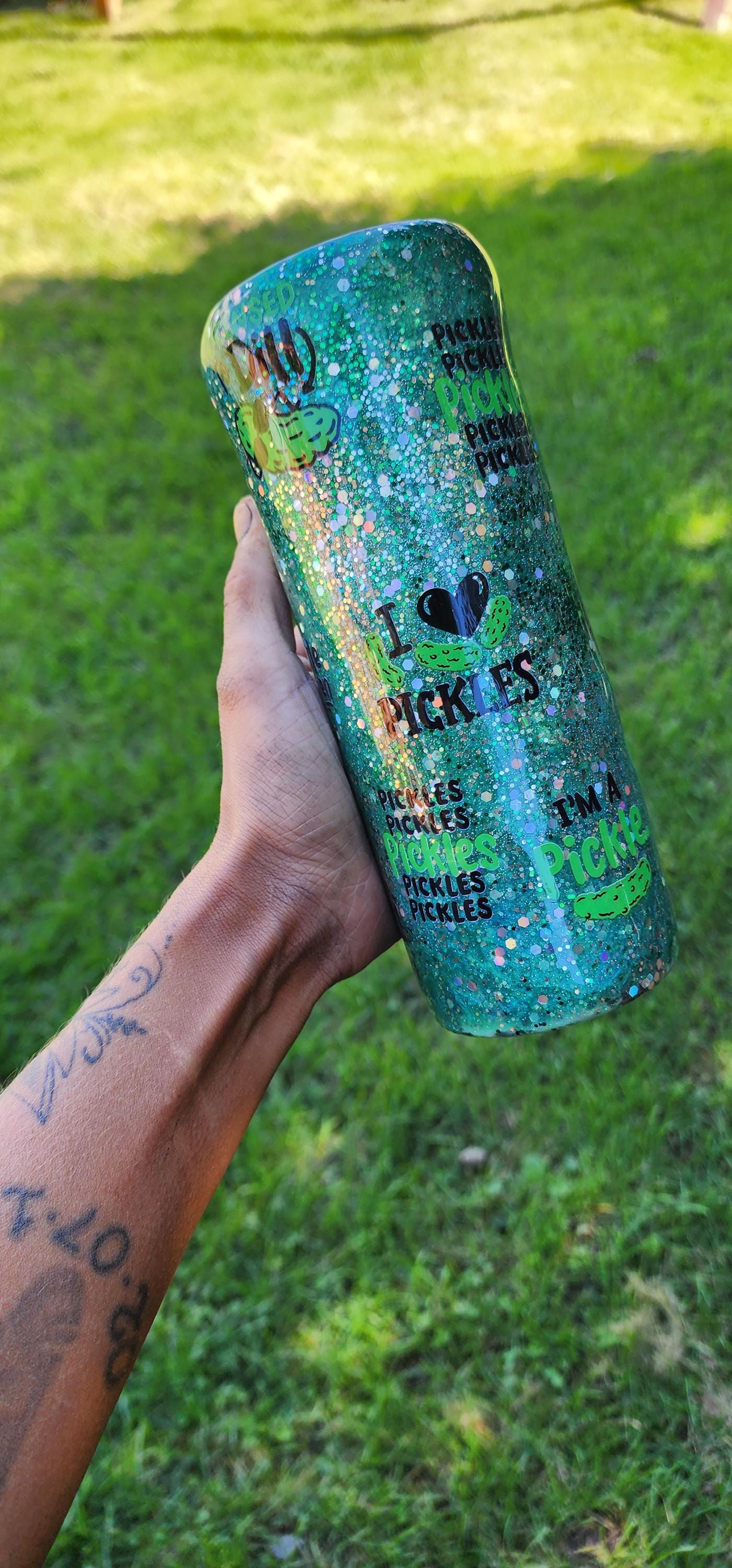 Pickle Lover Glitter Tumbler: Funny Stainless Steel Cup, Foodie Gift - Thumbnail 5