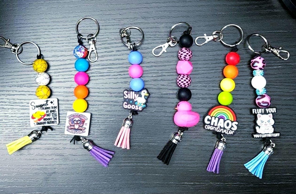 Beaded Tassel Keychain: Funny Charm Keyring