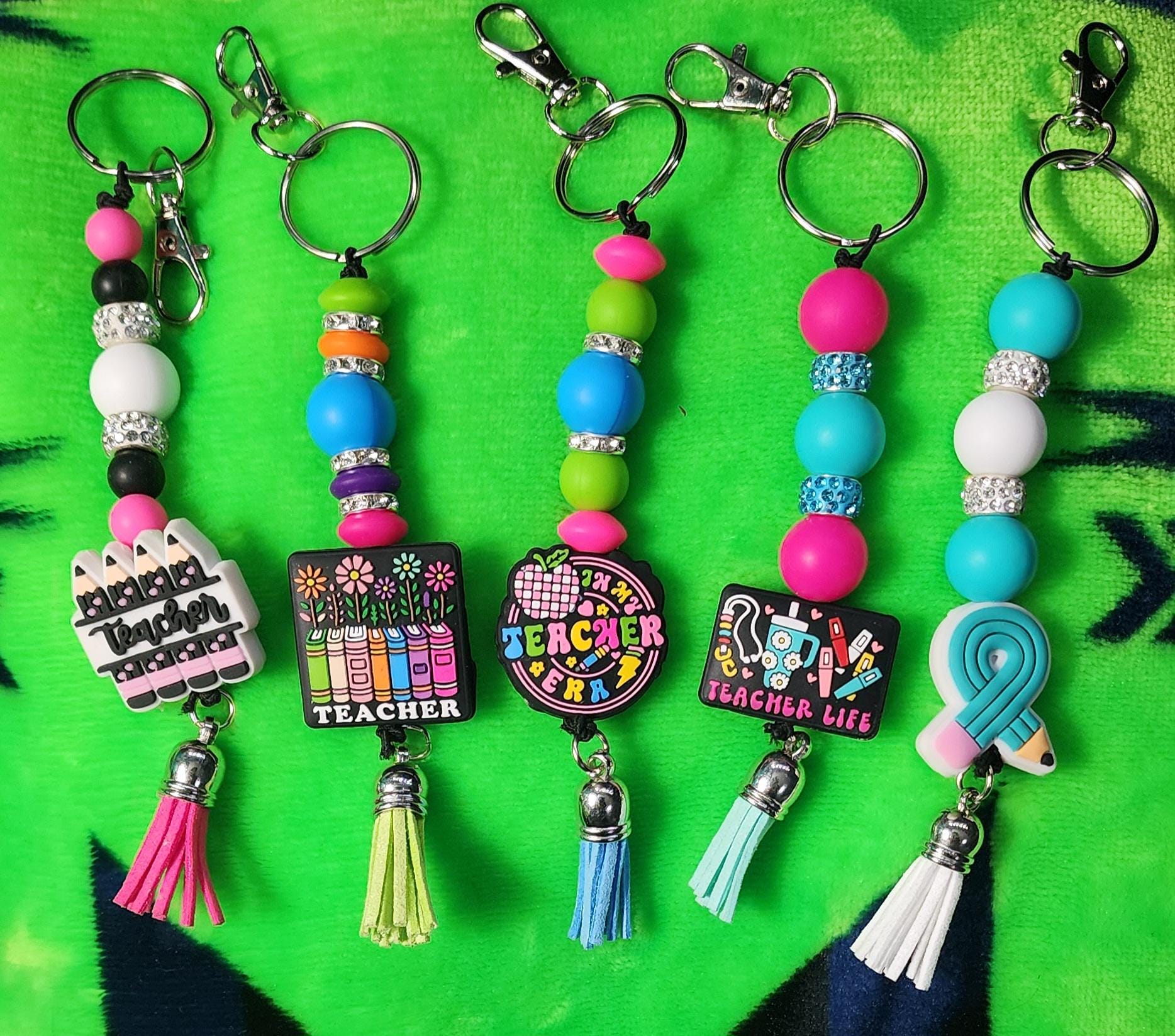 Beaded Teacher Appreciation Keychain: Handmade Educator Gift - Thumbnail 2