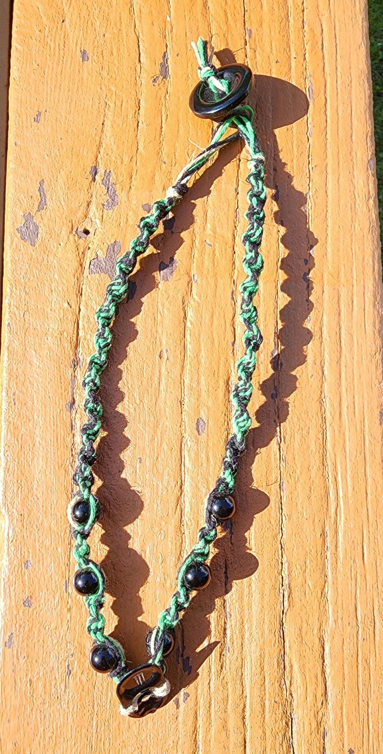 Chaos Gremlin Hemp Necklace: Upcycled Energy Tab, Goblin-Core Style - Thumbnail 3