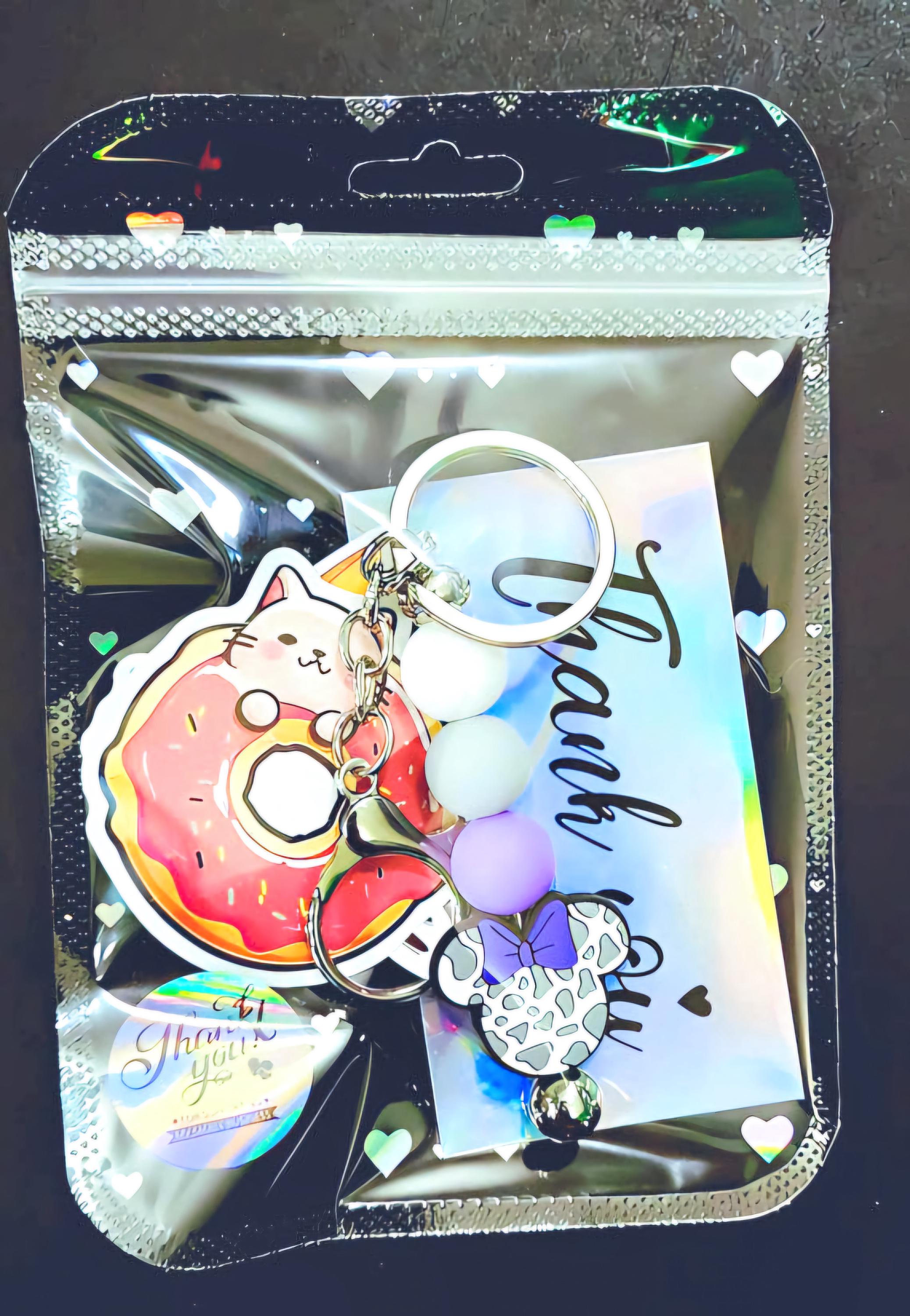 Handmade Minnie Mouse Cow Print Keychain - Thumbnail 4