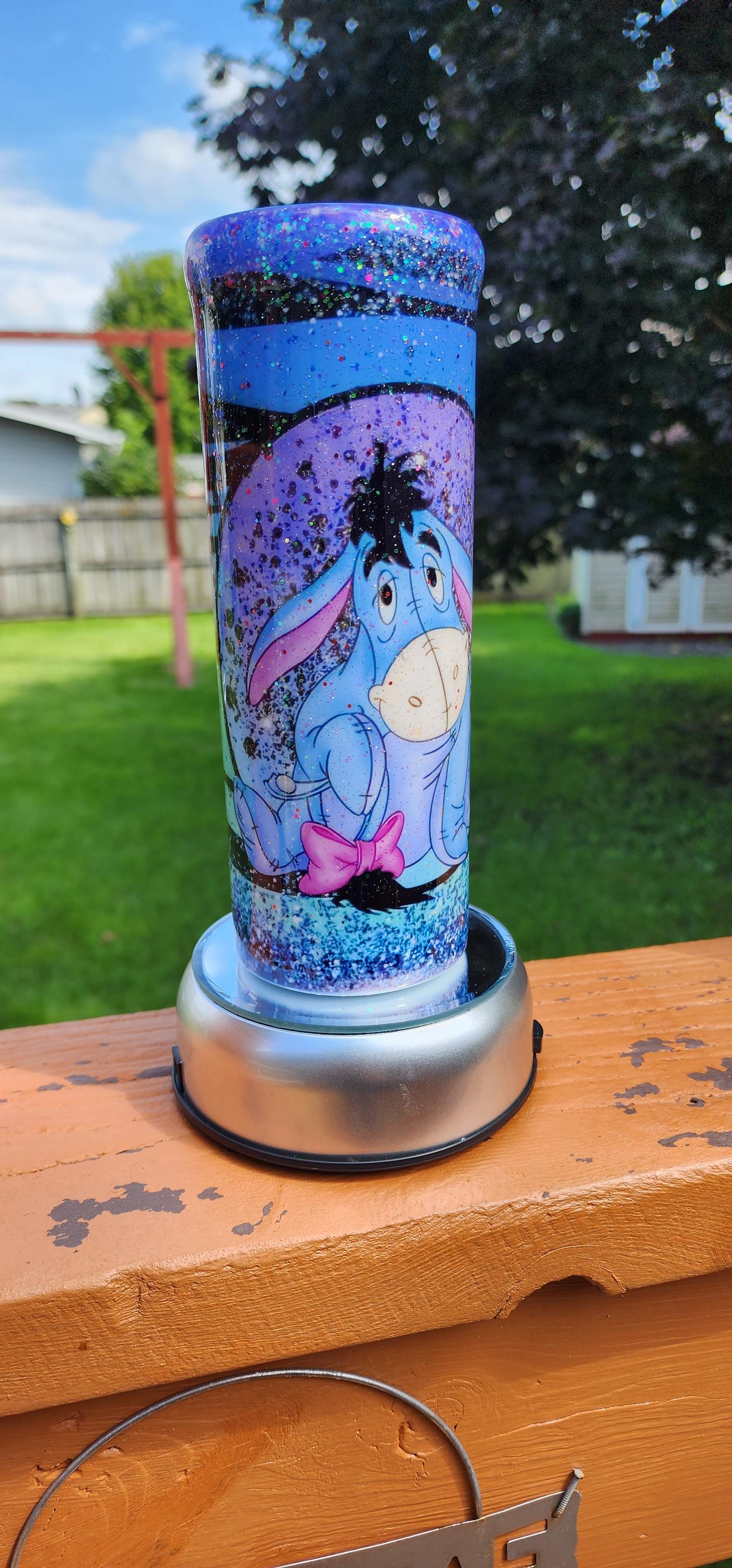 Eeyore Epoxy Tumbler: Handmade Glitter Stainless Steel Winnie the Pooh Cup - Thumbnail 4
