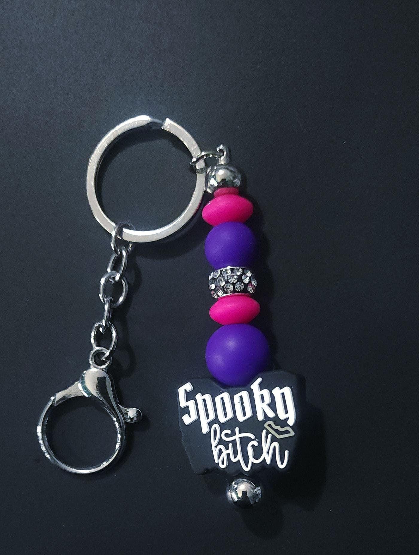 Handmade Spooky Keychain: Beaded Halloween Accessory - Thumbnail 2