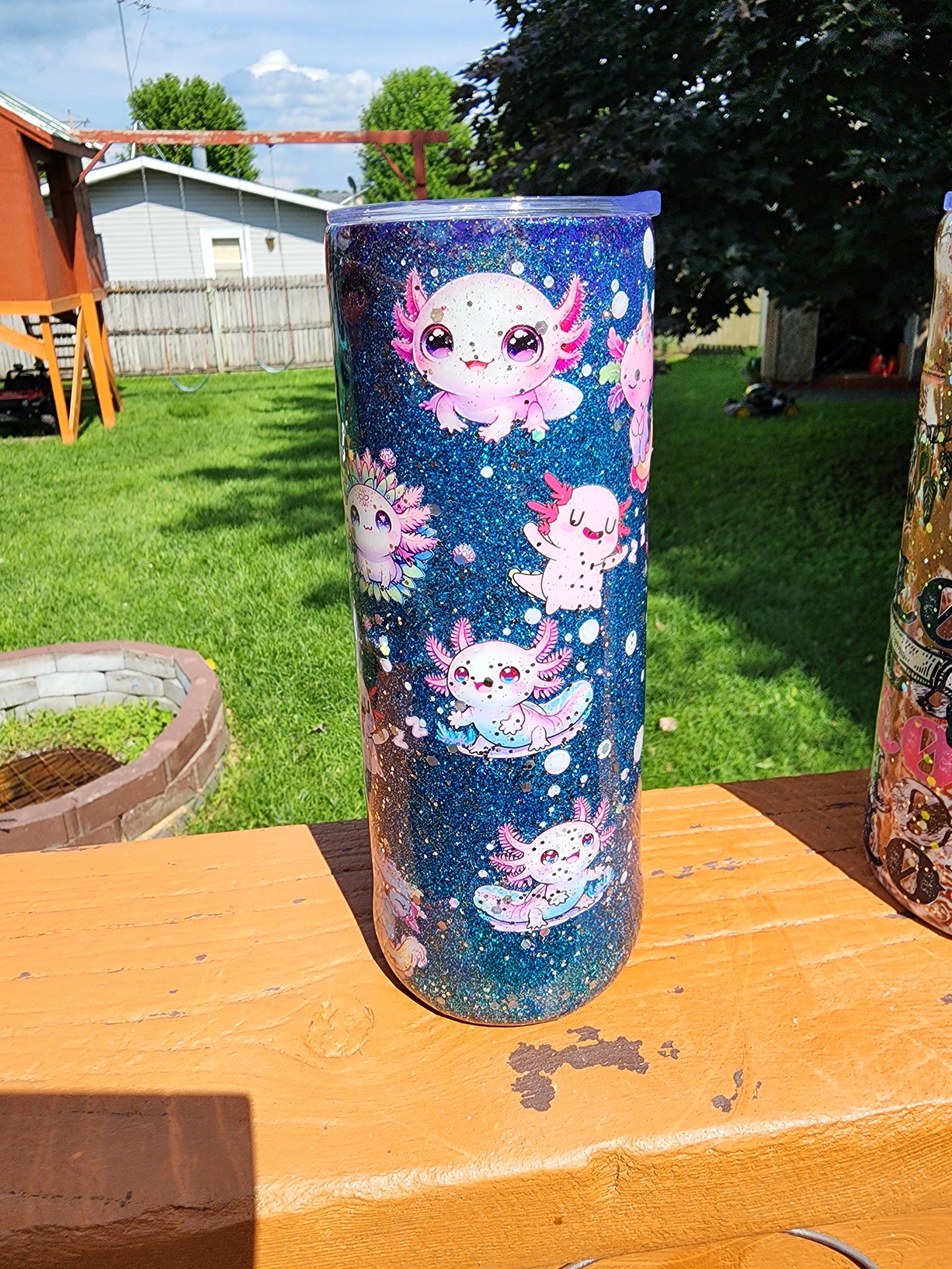 Kawaii Axolotl Tumbler: 20oz Stainless Steel Epoxy Cup - Thumbnail 6