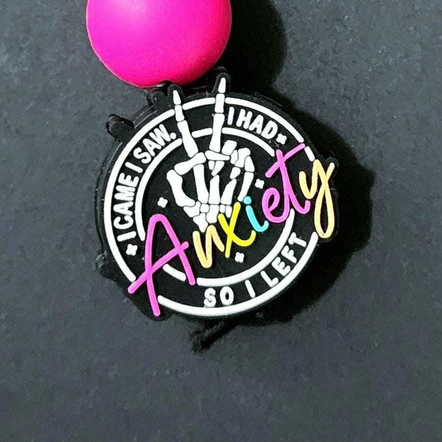 Anxiety Keychain I Came I Saw I Had Anxiety Funny Quote Keyring Stress Relief Gift for Men Women