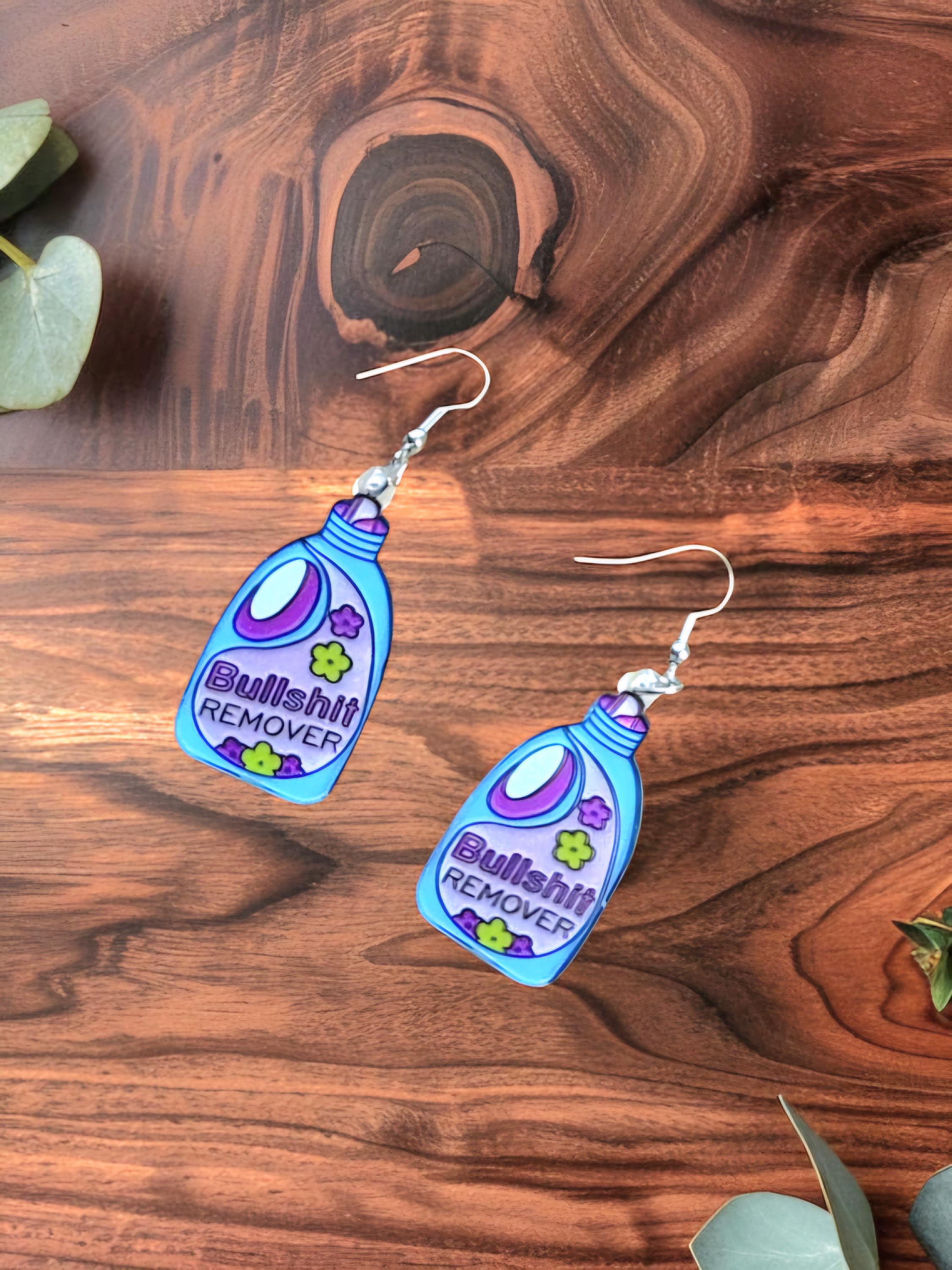 Floral Acrylic Dangle Earrings: Sassy Purple & Blue Statement Jewelry - Thumbnail 7