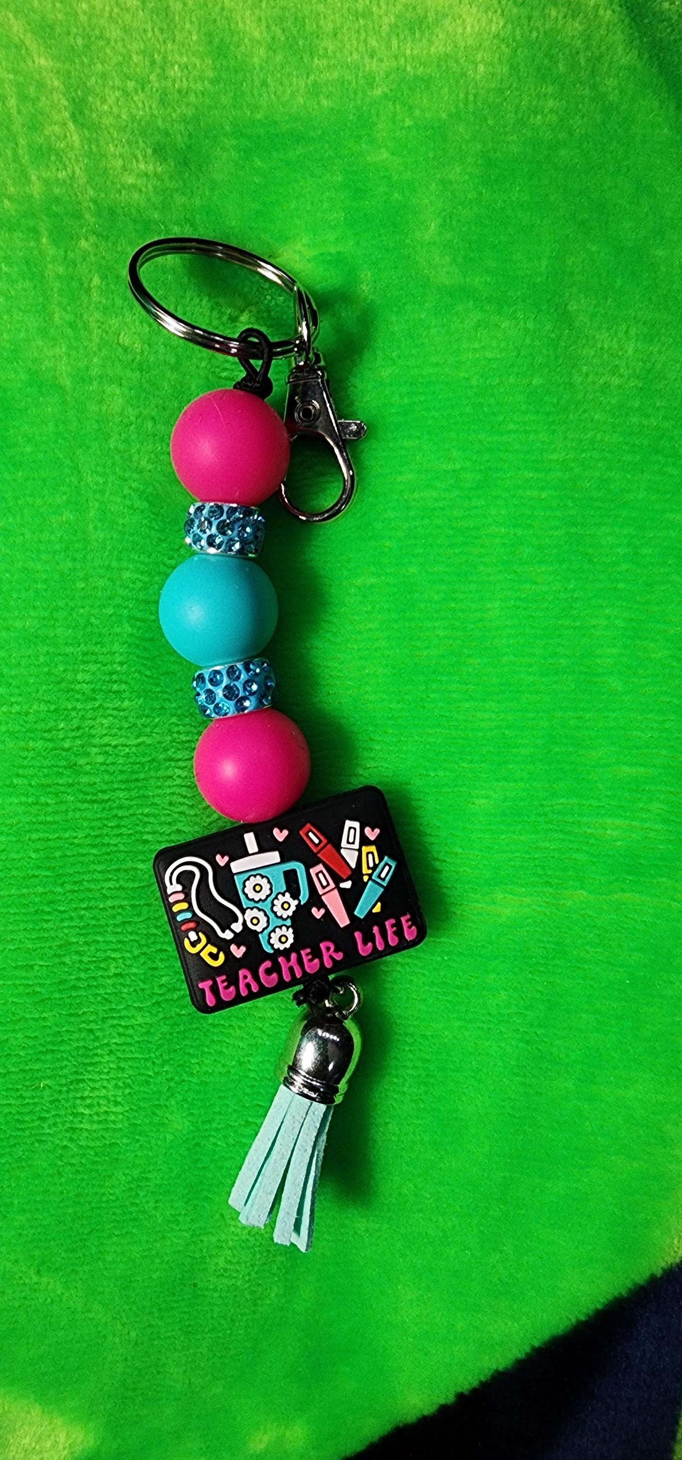 Beaded Teacher Appreciation Keychain: Handmade Educator Gift - Thumbnail 6
