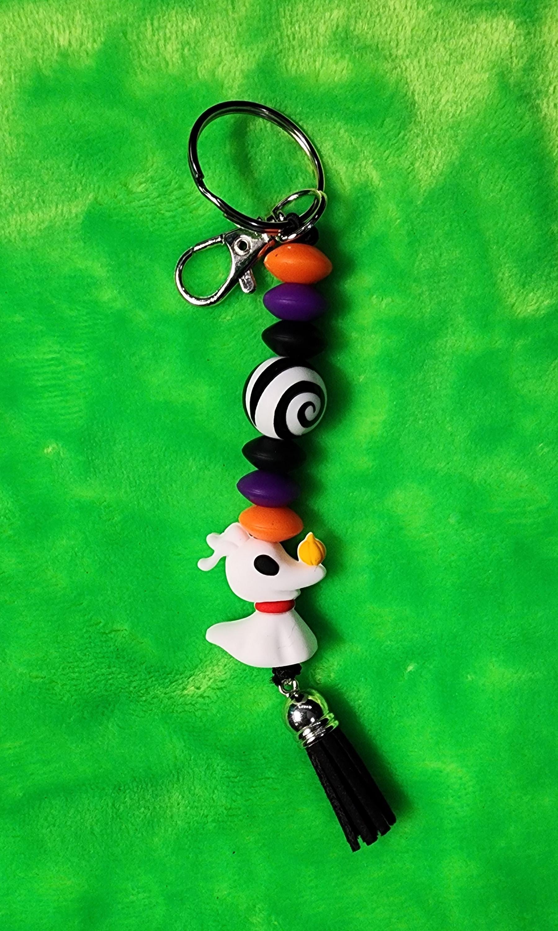 Zero Nightmare Before Christmas Keychain: Ghost Dog Beaded Bag Charm - Thumbnail 6