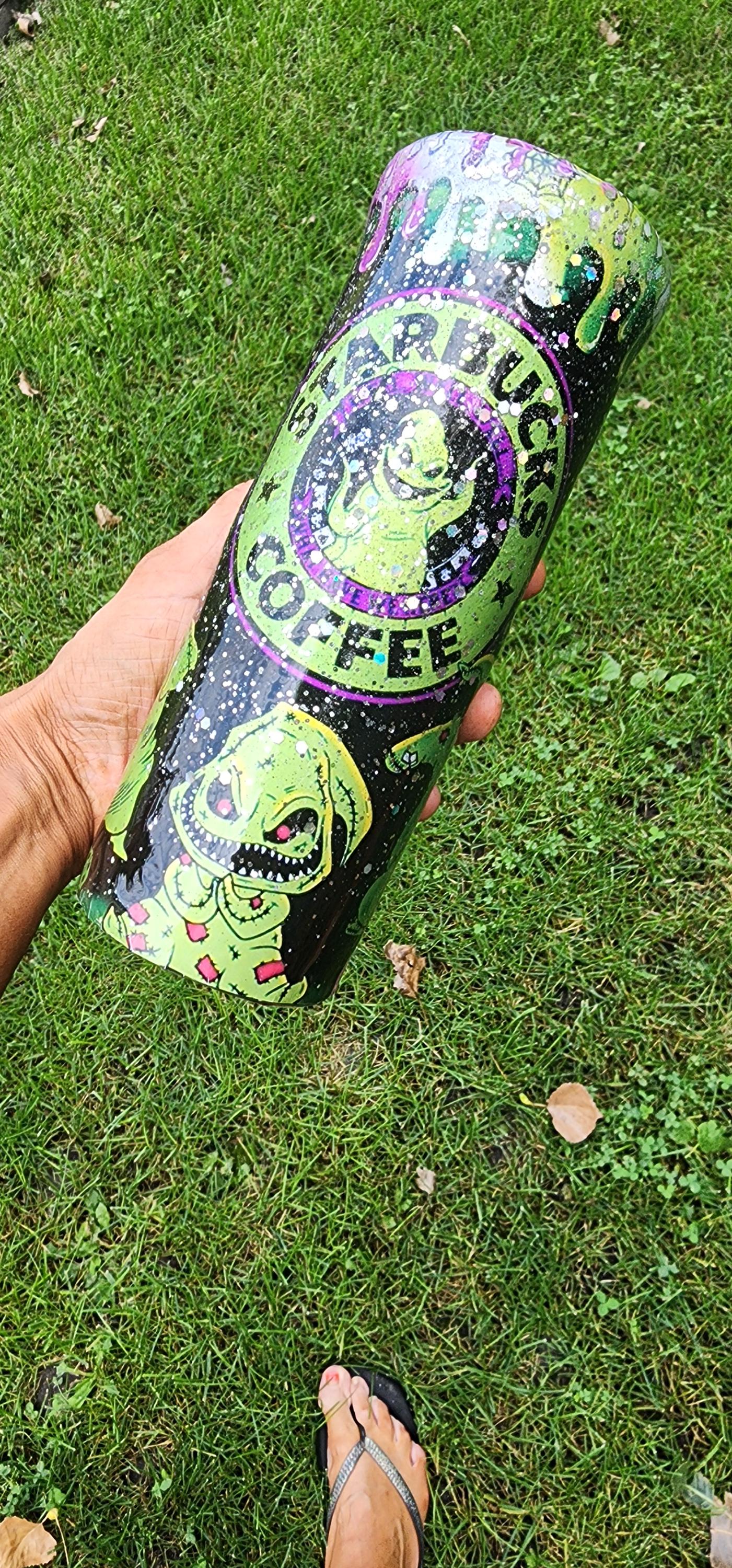 Oogie Boogie Starbucks Tumbler: Nightmare Before Christmas Glitter Coffee Cup - Thumbnail 4