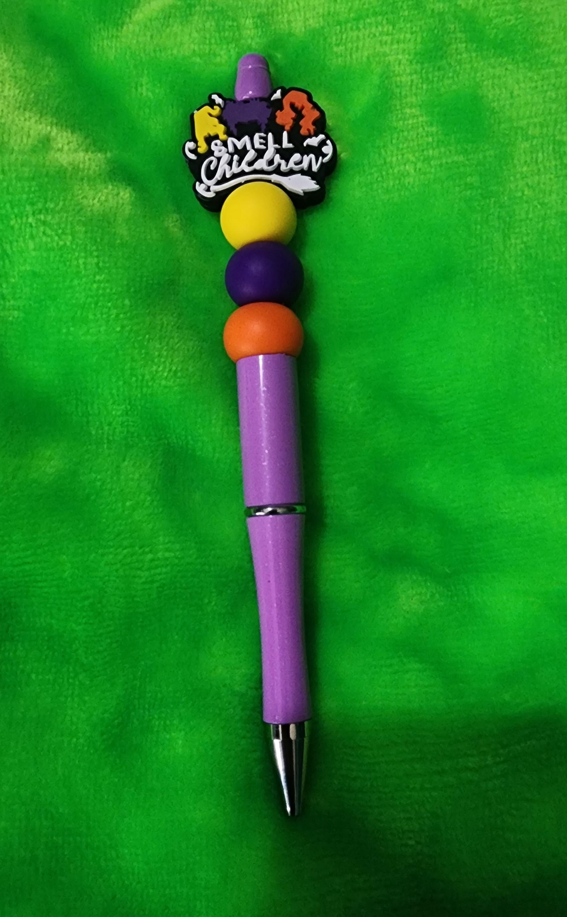 Hocus Pocus Inspired Beaded Pen: Witchy Halloween Writing Accessory - Thumbnail 3
