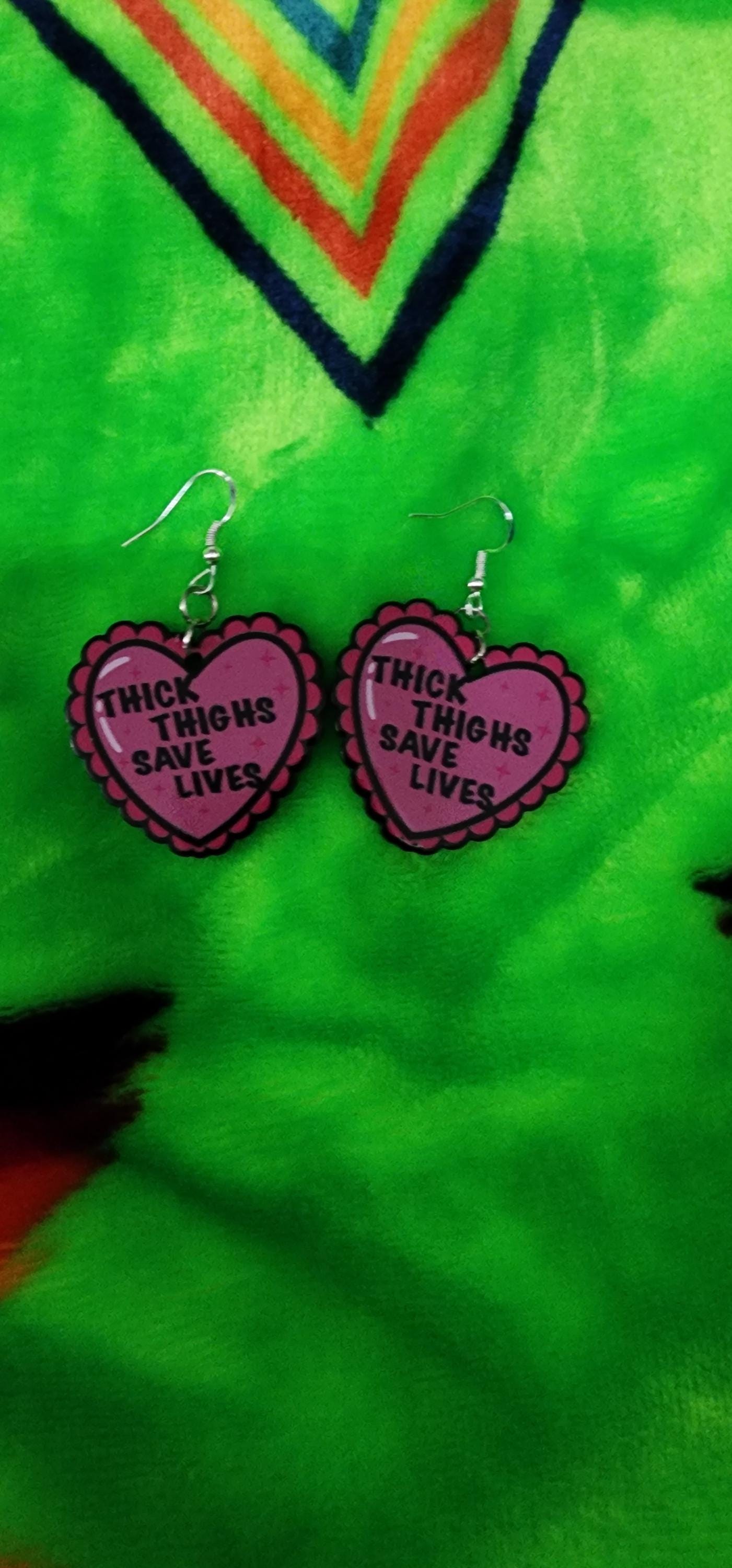 Heart Statement Earrings: Body Positive Thick Thighs Jewelry