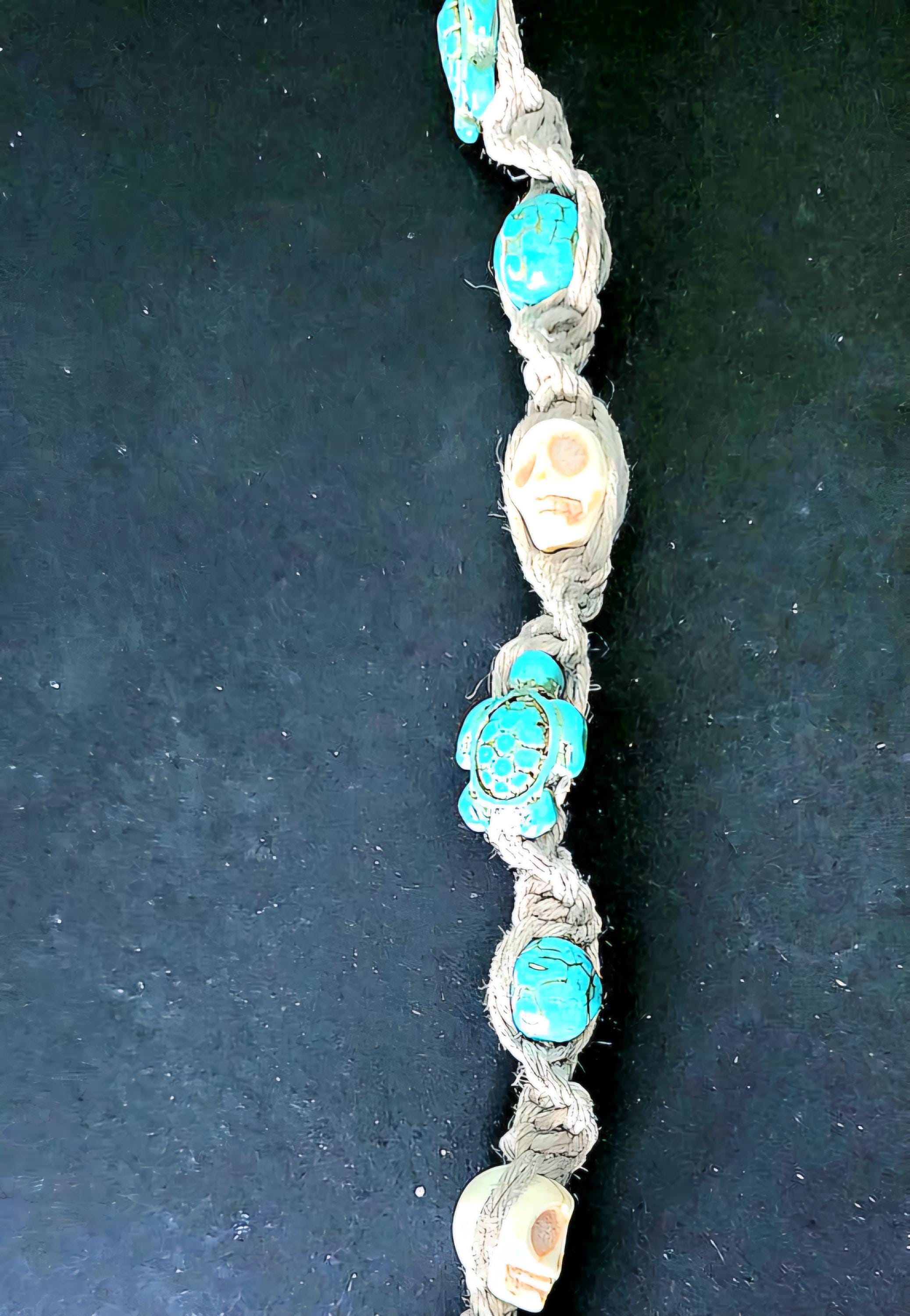 Handmade Turtle and Skull Anklet