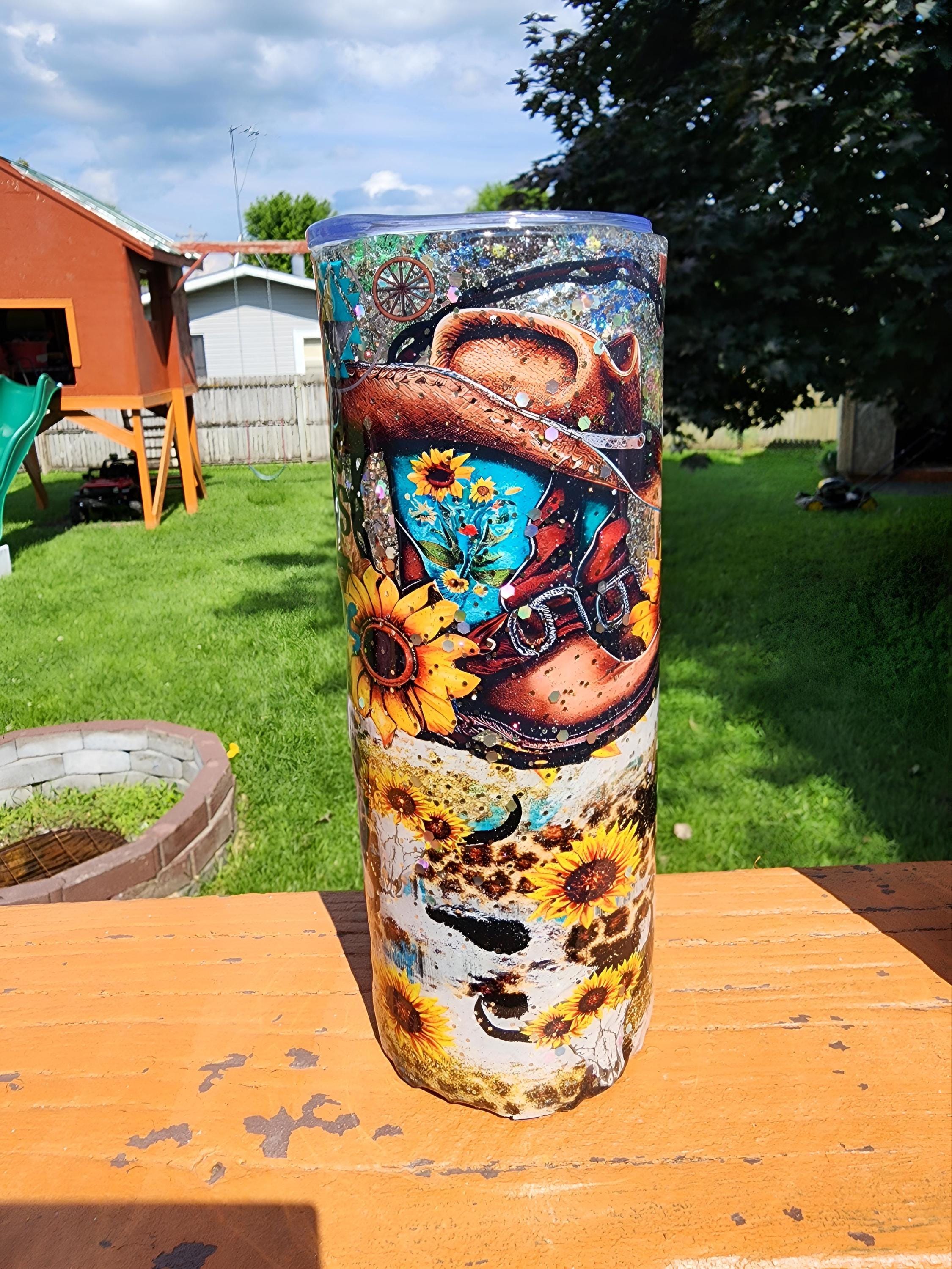 Cowgirl Boots Tumbler: Western Vibes 20 oz Stainless Steel - Thumbnail 2