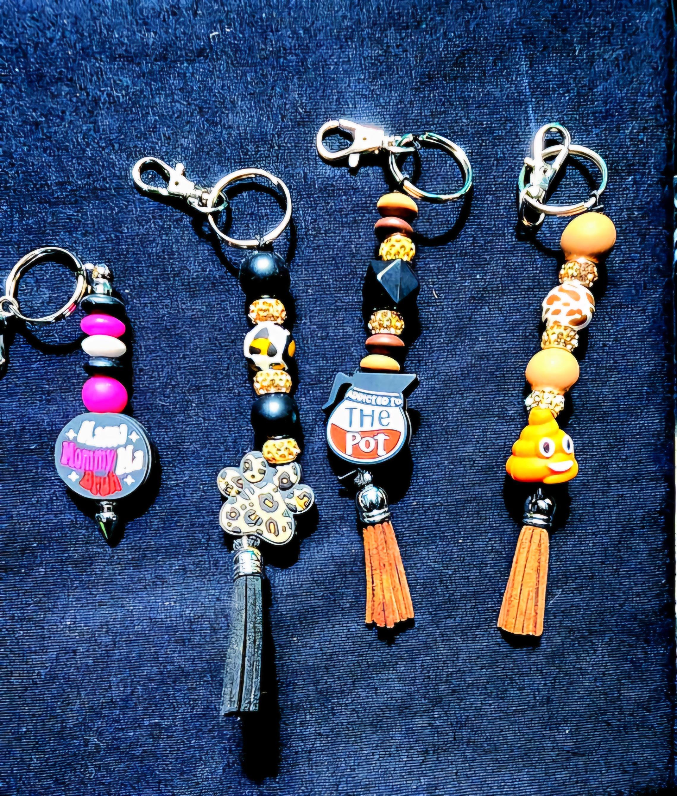 Beaded Keychain with Charm