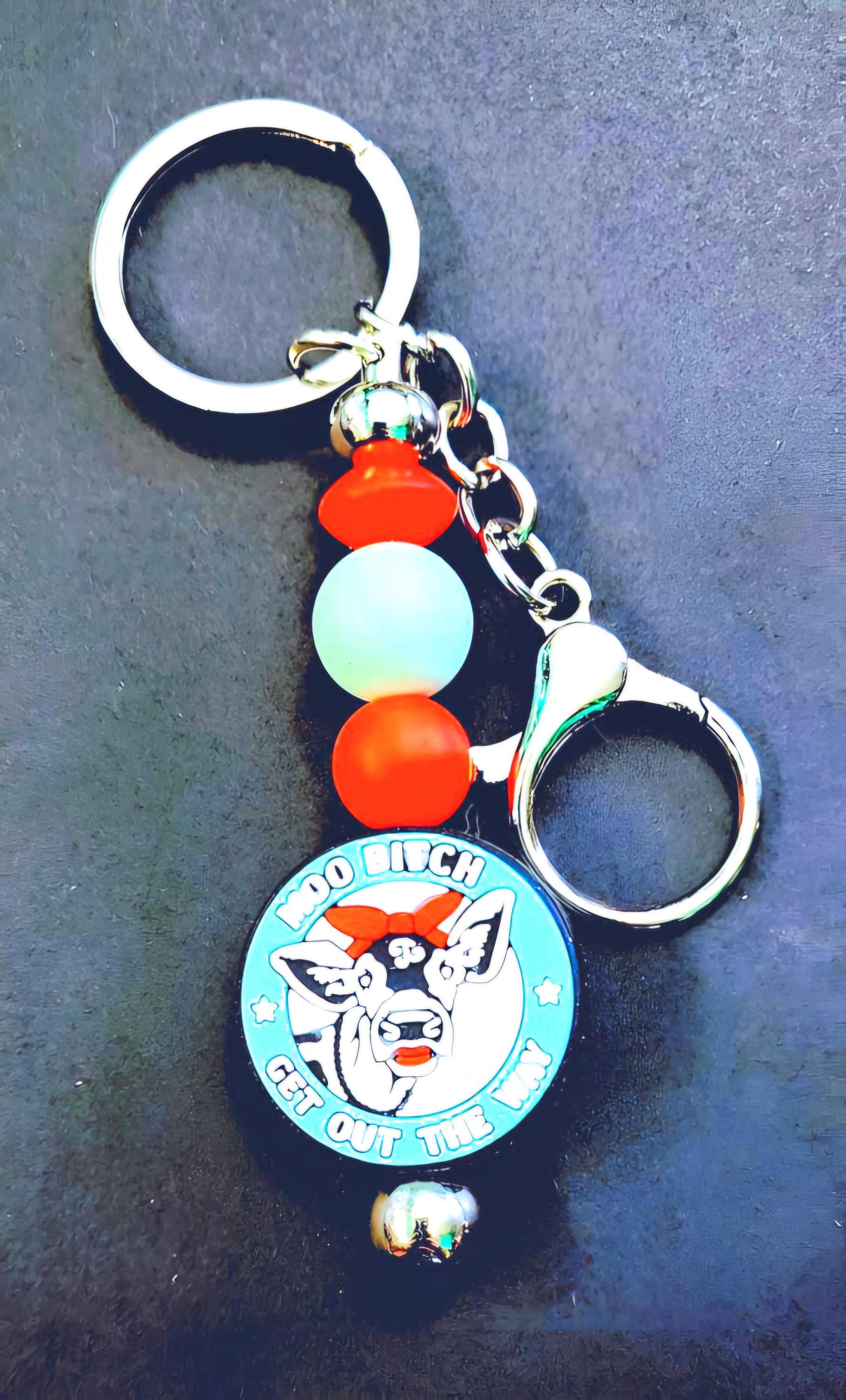 Handmade Cow Keychain: Moo B**** Get Out The Way