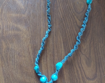 Blue Heart Hemp Necklace