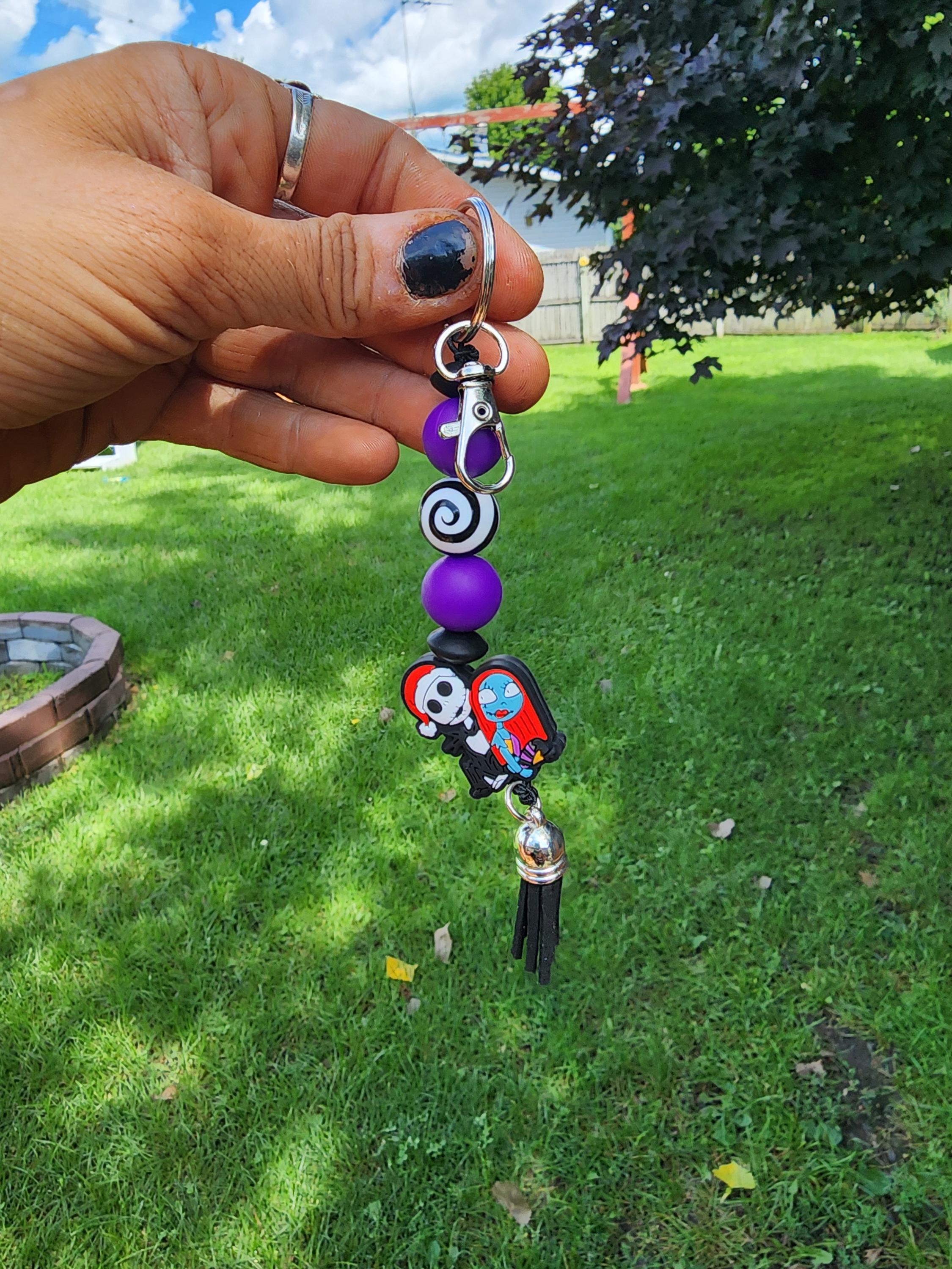 Jack & Sally Keychain: Nightmare Before Christmas Gothic Love Charm - Thumbnail 4