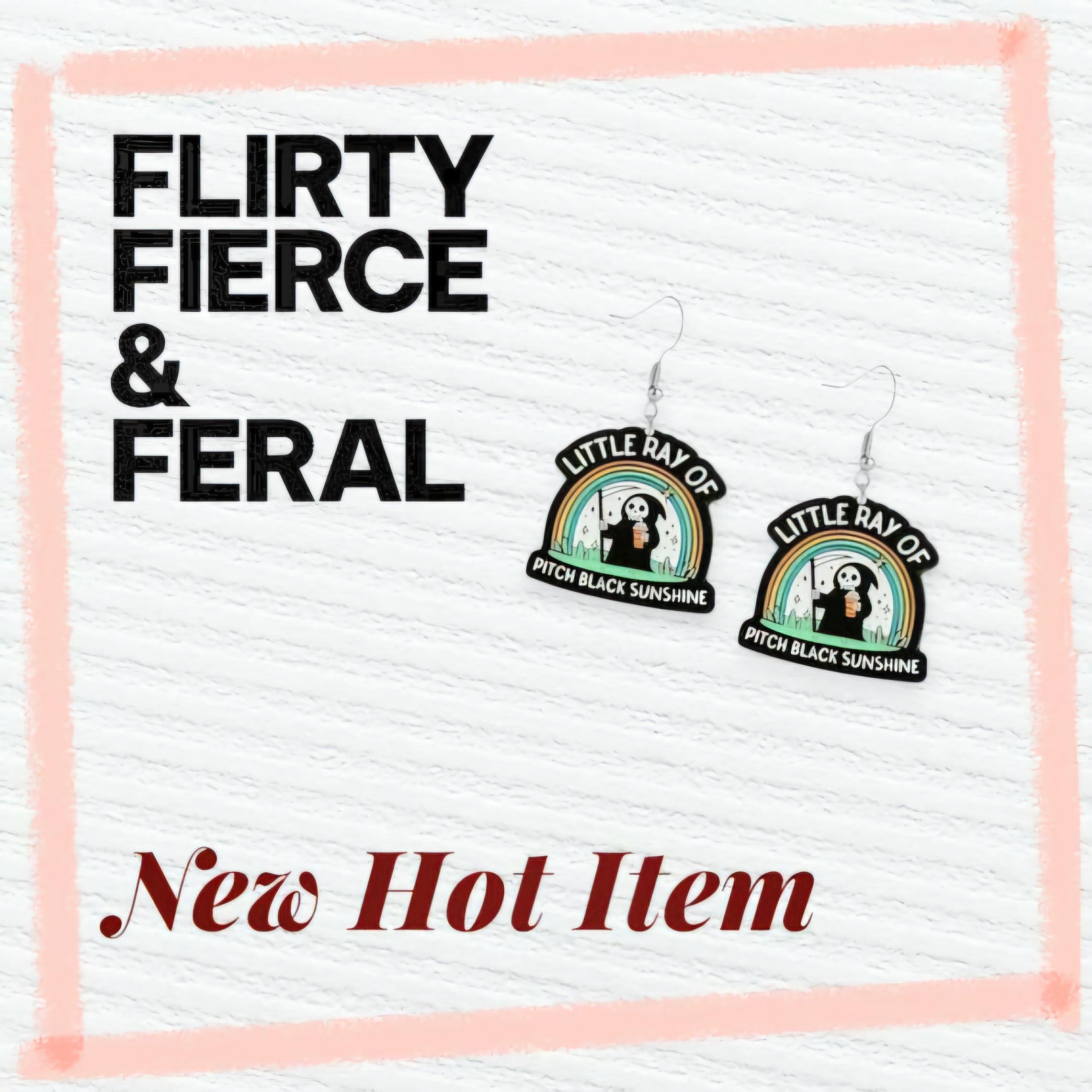 Rainbow Grim Reaper Earrings: Acrylic Dangles, Stainless Steel Hooks