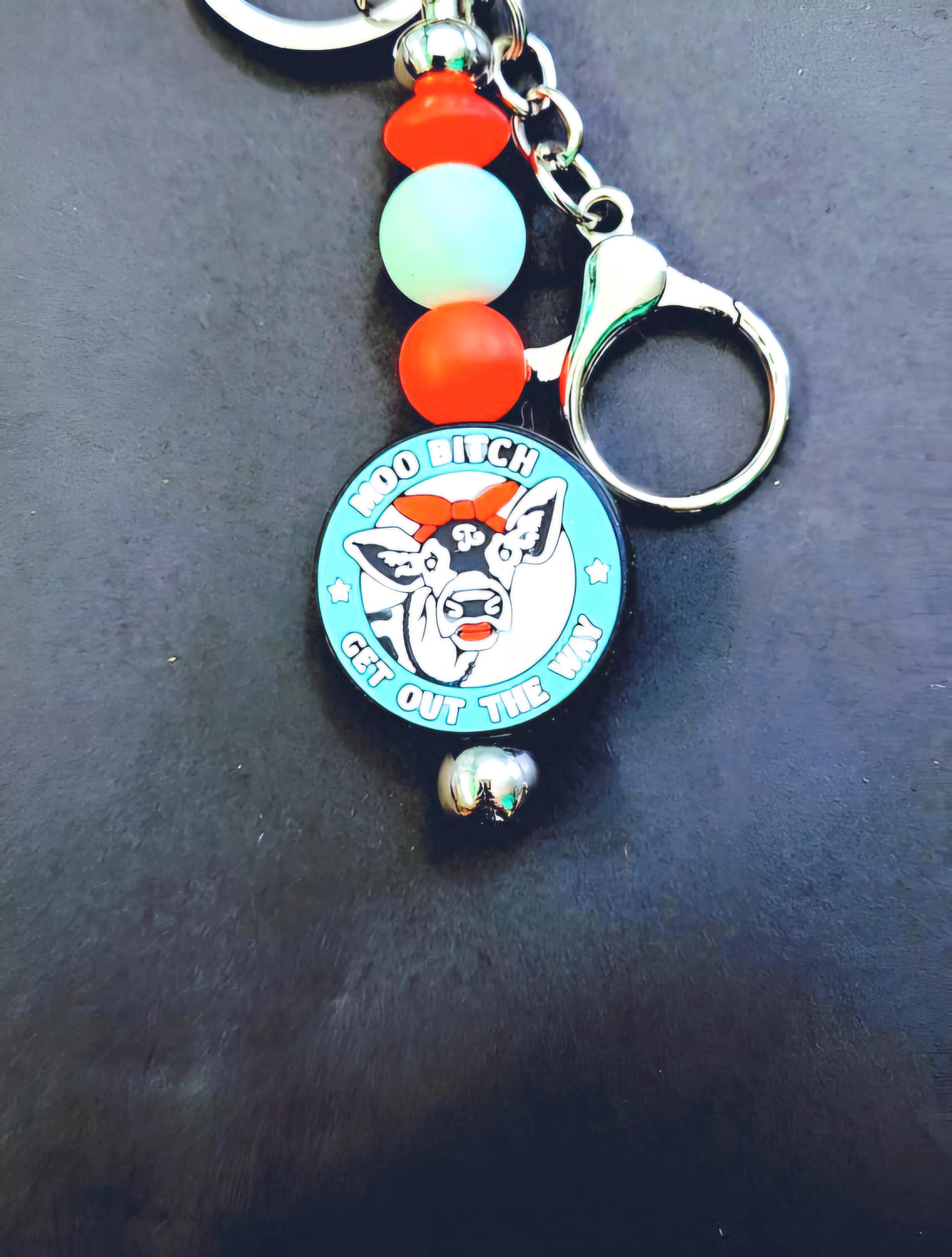 Handmade Cow Keychain: Moo B**** Get Out The Way - Thumbnail 7