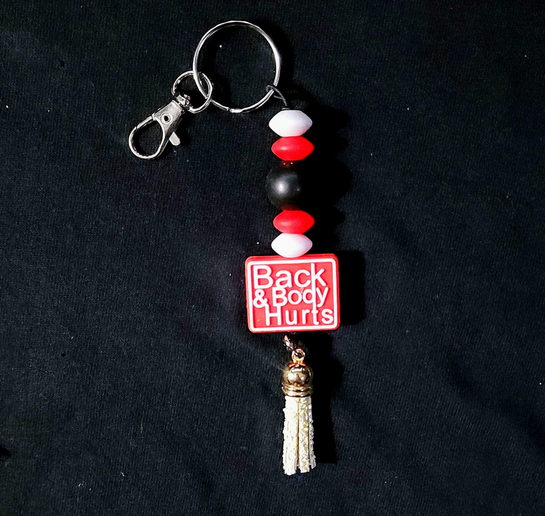 Sarcastic Humor Beaded Keychain: Colorful Pom Pom Lanyard - Thumbnail 2