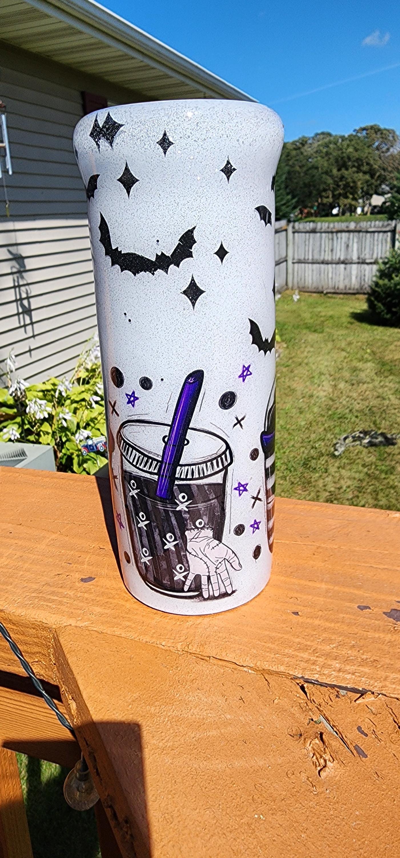 Wednesday Addams Epoxy Tumbler: Goth Drinkware, Spooky Insulated Cup - Thumbnail 6
