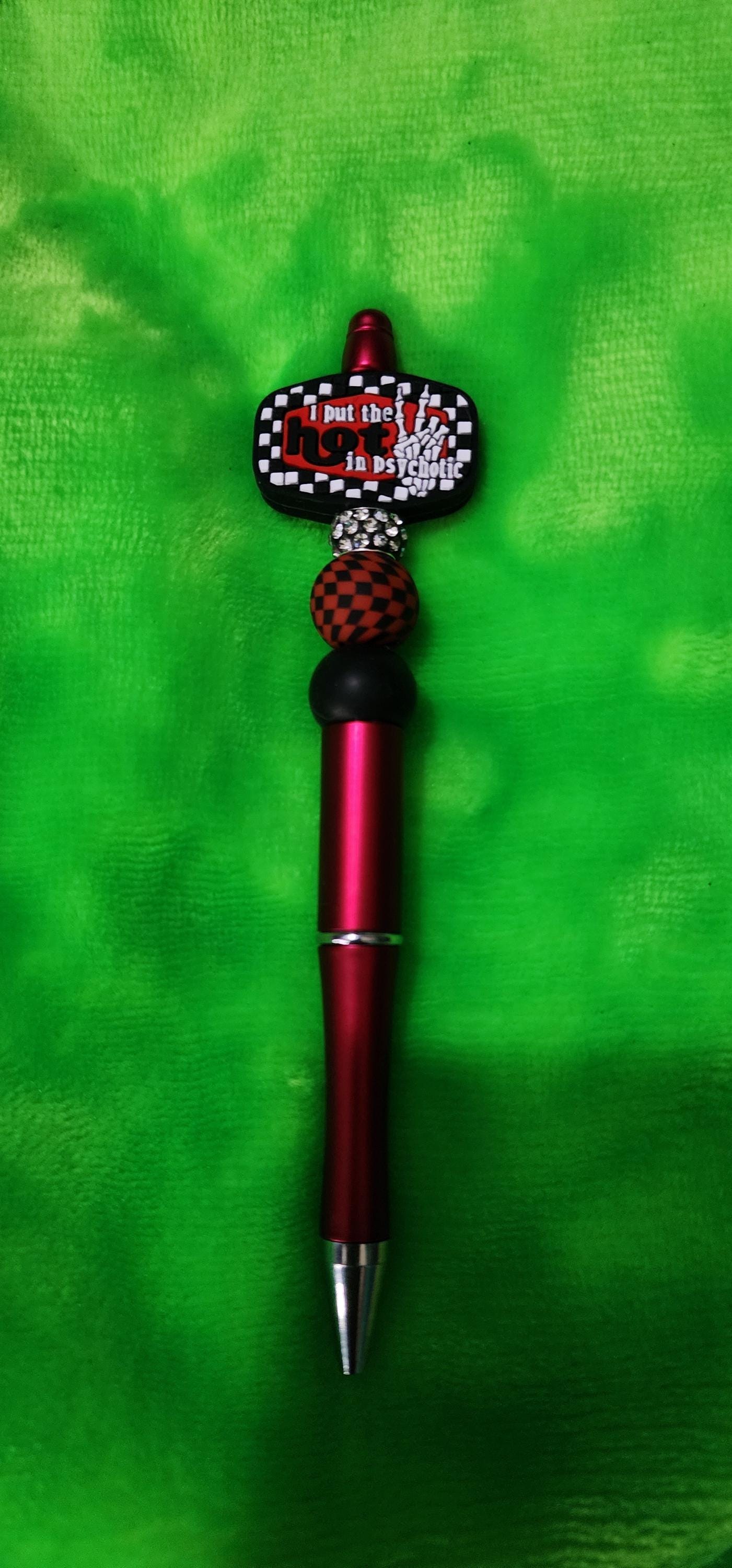 I Put the Hot in Psychotic Beaded Pen – Handmade Funny & Sassy Office Accessory, Chaotic Energy Gift, Desk Decor for Writers - Thumbnail 5