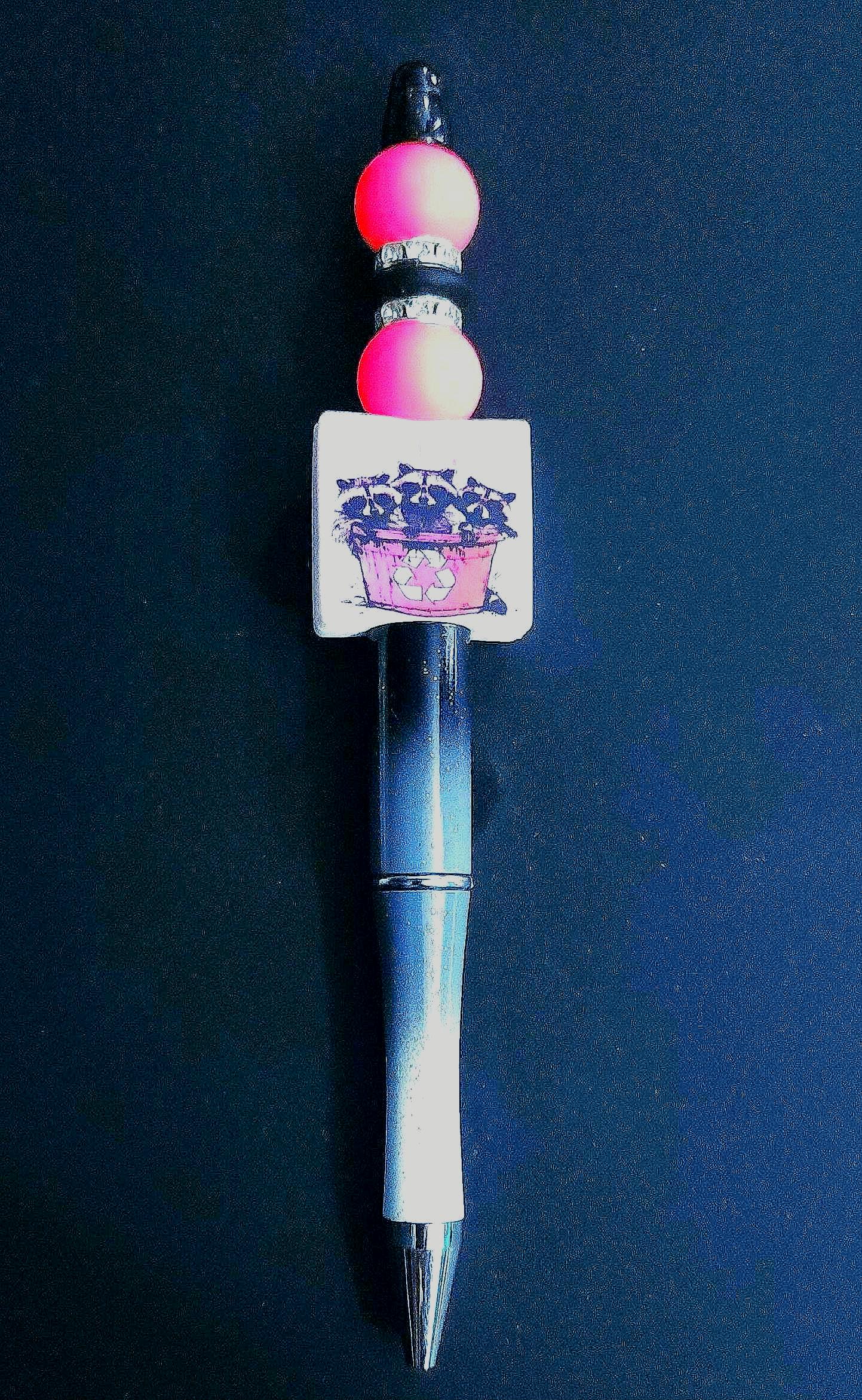 Beaded Pen: Stay Trashy Raccoon Design, Extra Ink - Thumbnail 3