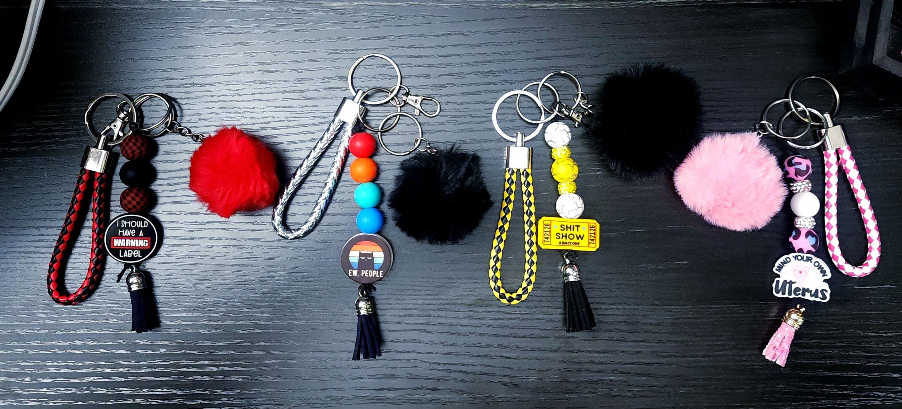 Pom Pom Keychain: Stylish Wrist Lanyard Keyring