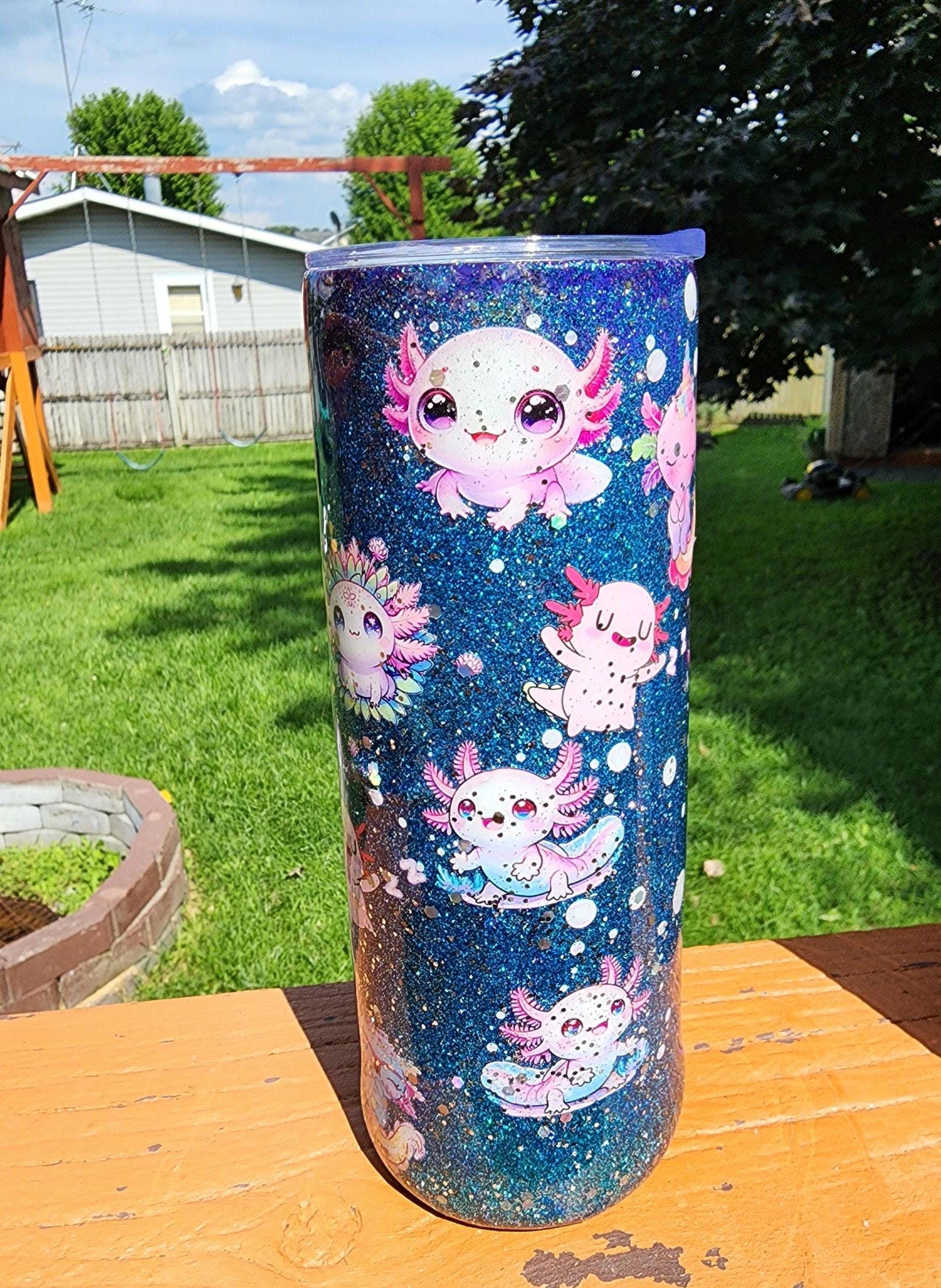 Kawaii Axolotl Tumbler: 20oz Stainless Steel Epoxy Cup - Thumbnail 2