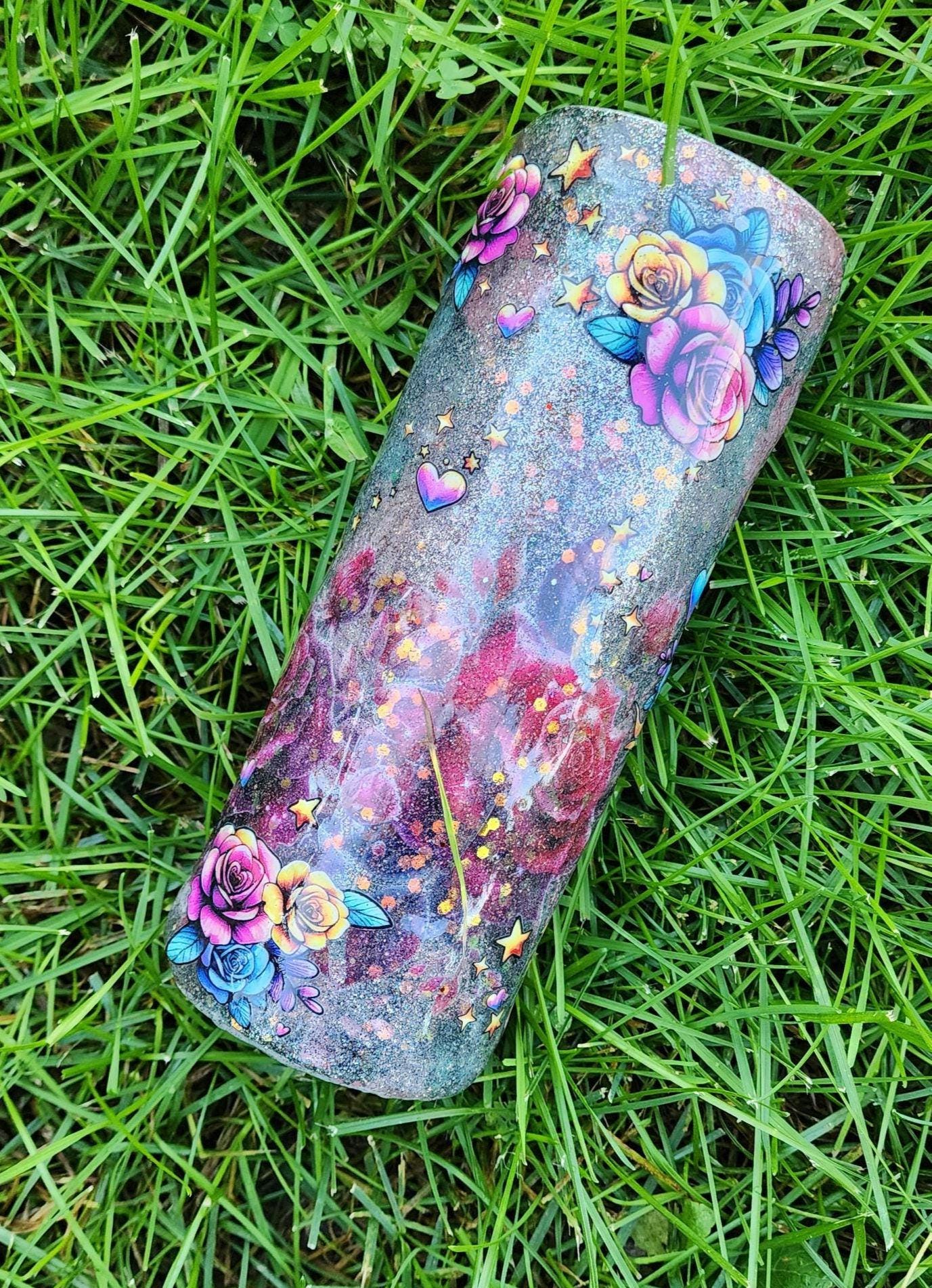 Skull & Rose Epoxy Tumbler: Gothic Floral Coffee Cup - Sarcastic Gift - Thumbnail 7