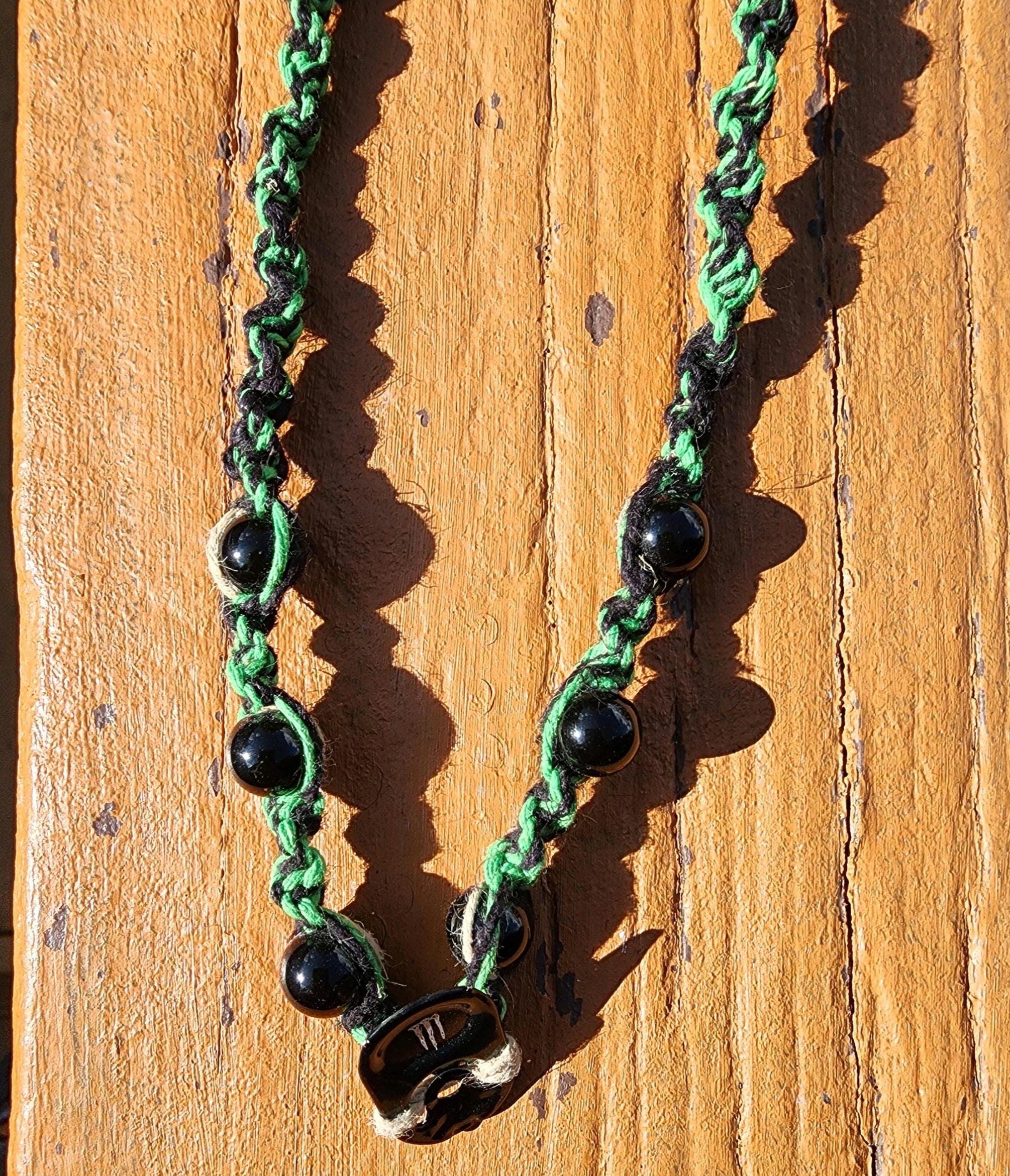 Chaos Gremlin Hemp Necklace: Upcycled Energy Tab, Goblin-Core Style - Thumbnail 4