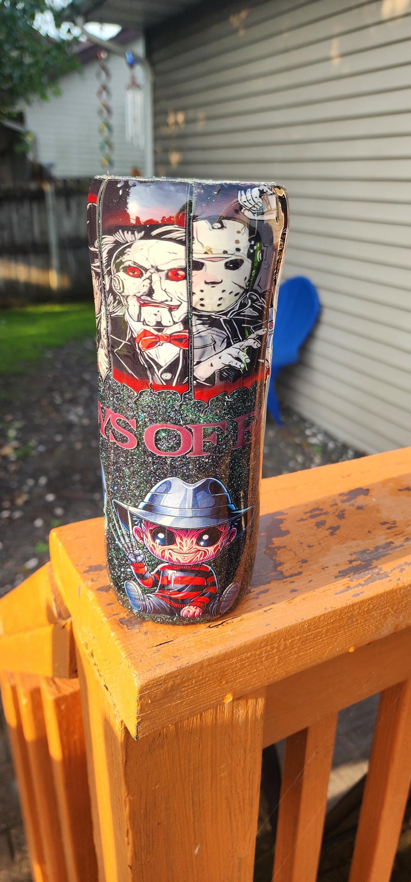Horror Movie Tumbler: The Boys of Fall Epoxy Cup with Metal Straw - Thumbnail 4