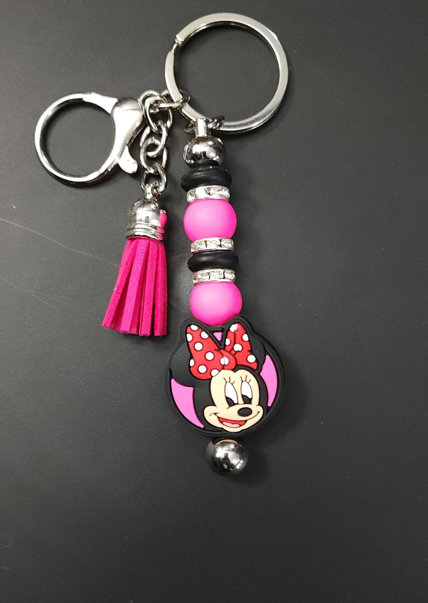 Handmade Minnie Mouse Keychain: Pink Tassel Charm - Thumbnail 2