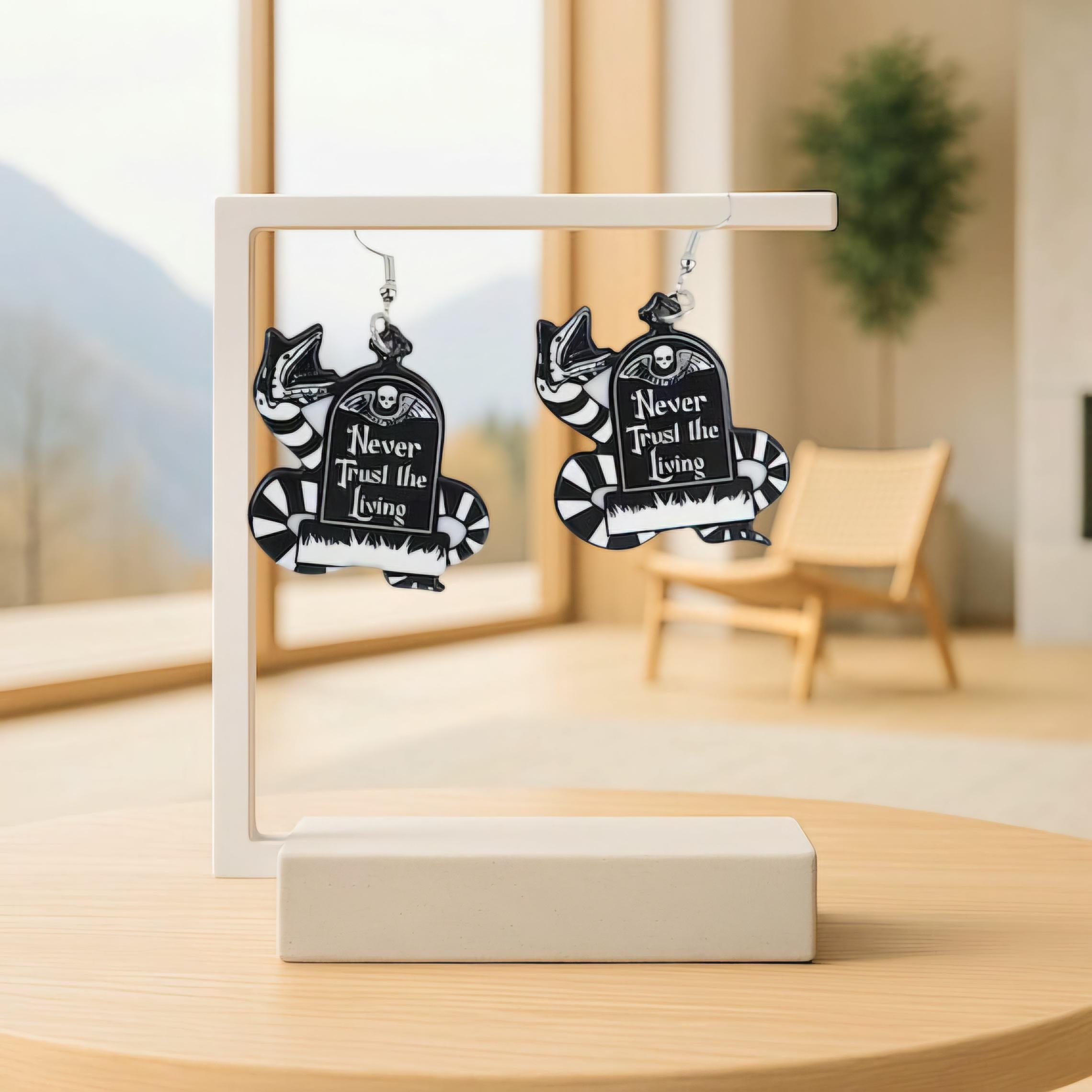 Afterlife Approved – Tombstone Dangle Earrings for the Certified Spooky Babe Who Haunts with Style - Thumbnail 3