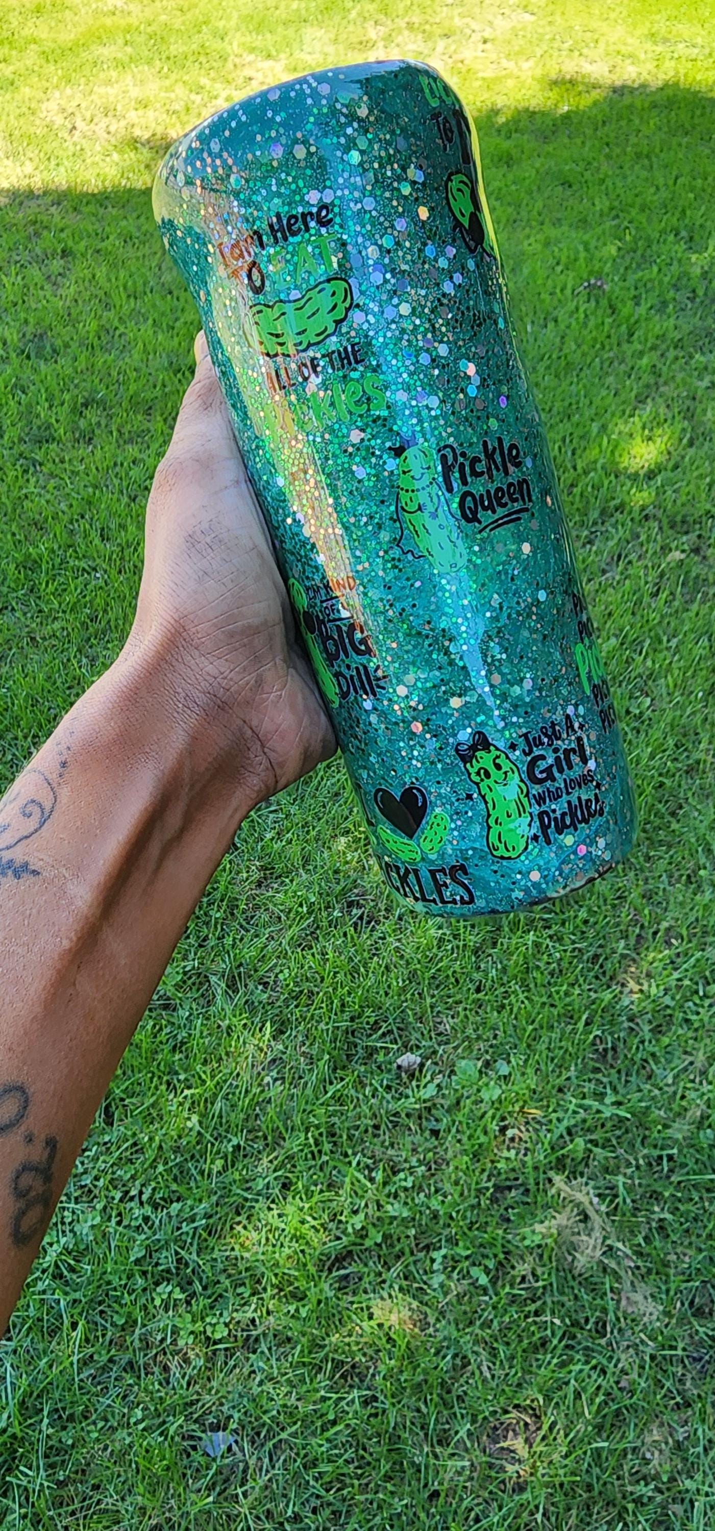 Pickle Lover Glitter Tumbler: Funny Stainless Steel Cup, Foodie Gift - Thumbnail 6